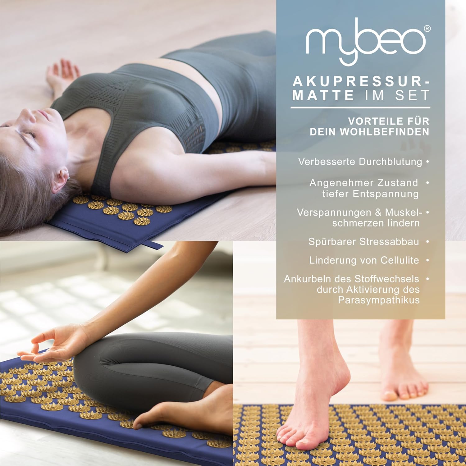 Mybeo – Akupressurmatte aus Naturfaser – mit Kissen – Yantra-Matte – Linderung von Rückenschmerzen – Linderung von Nacken- und Fußschmerzen – mit Tragetasche – Nadelmatte – Tiefenentspannung – Nackenkissen im Lieferumfang enthalten – Bild 6
