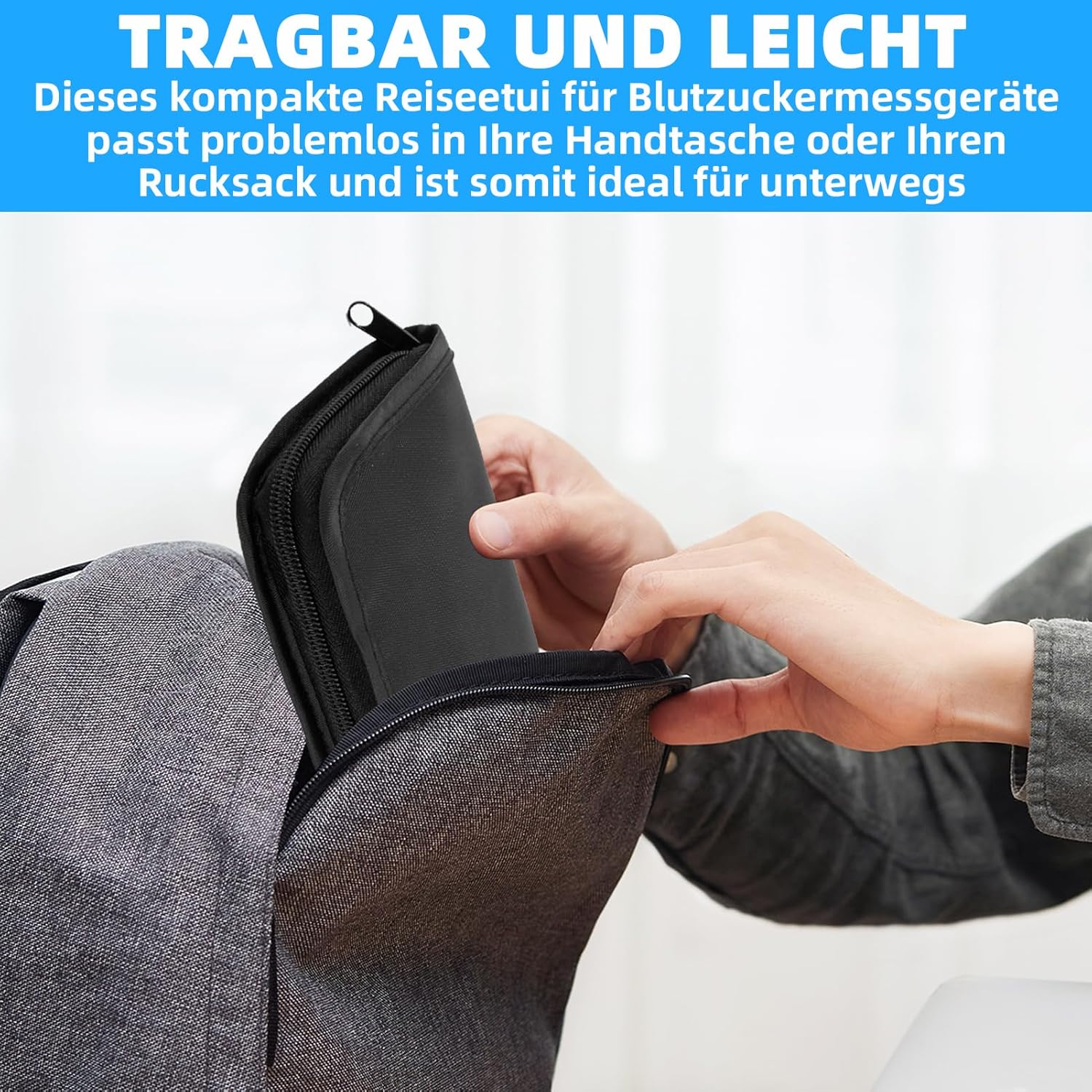 Diabetiker Tasche, Diabetes-Versorgungskoffer, Diabetes Tasche für Blutzuckermessgerät, Teststreifen, Spritzen, Nadeln; Organizer für Diabetiker, Diabetiker Zubehör (Schwarz), Nur Kartons. – Bild 6
