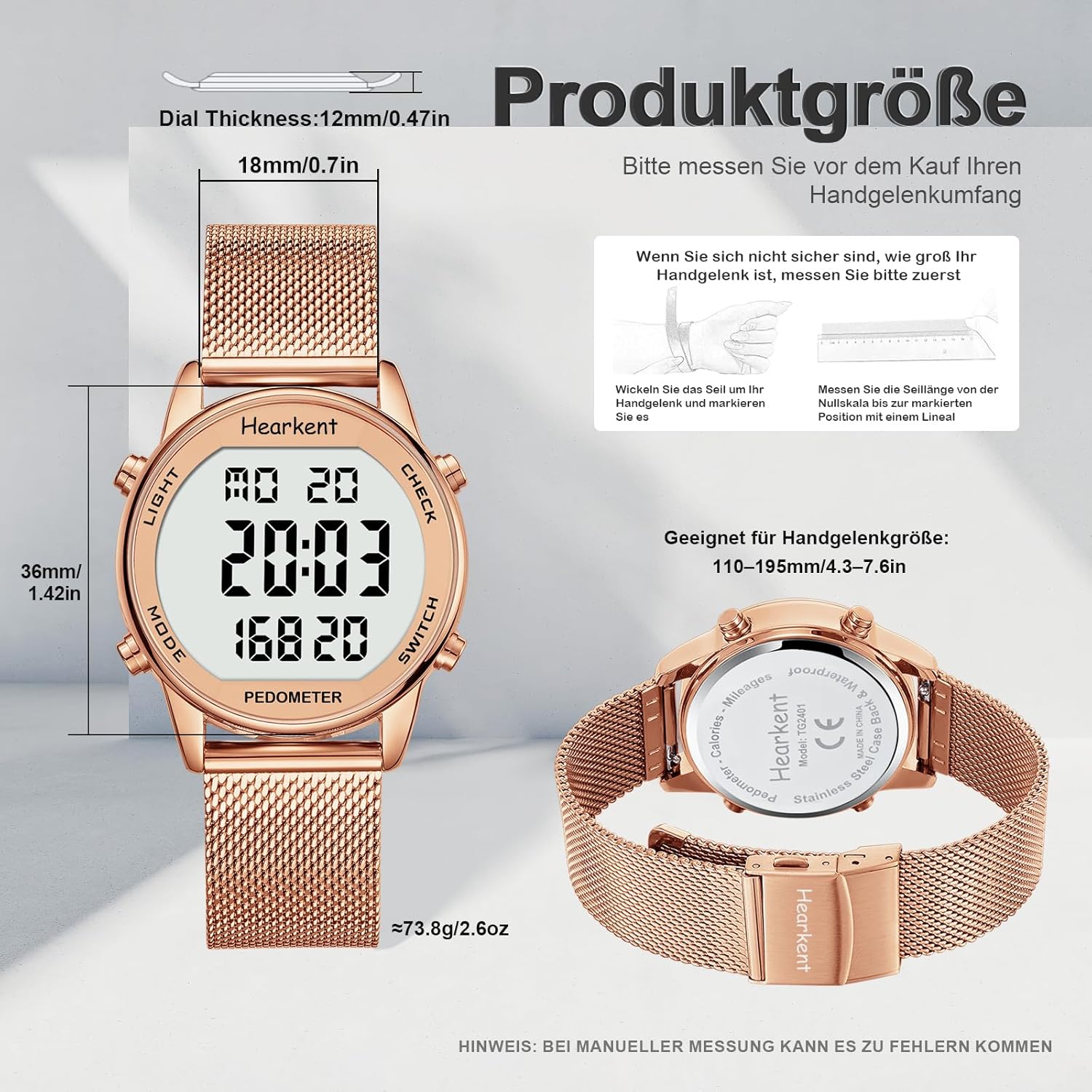 Schrittzähler Uhr,Wasserdicht Fitness Tracking Digitale Uhr,Ohne Bluetooth und APP,Seniorenuhr mit Schrittzähler Kalorienzähler,Sportuhr zum Gehen/Laufen – Bild 2