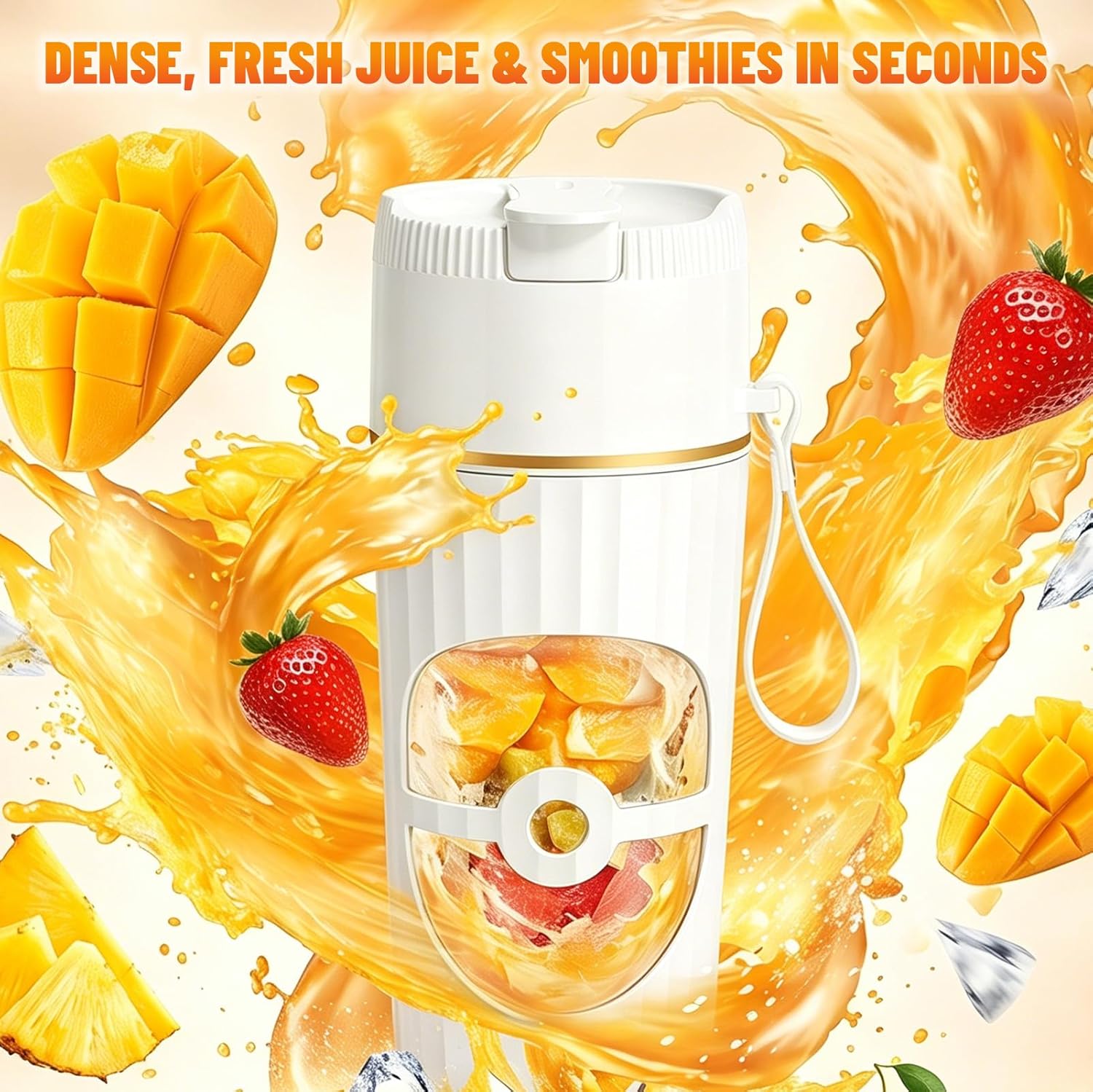 Tragbarer Mixer Smoothie Maker 400 ml, Mini-Standmixer mit 10 Edelstahlklingen, USB-C-Ladegerät Smoothie Maker To Go, tragbarer Mixer für Proteinshakes, Smoothies, Früchte & Babynahrung – Bild 3