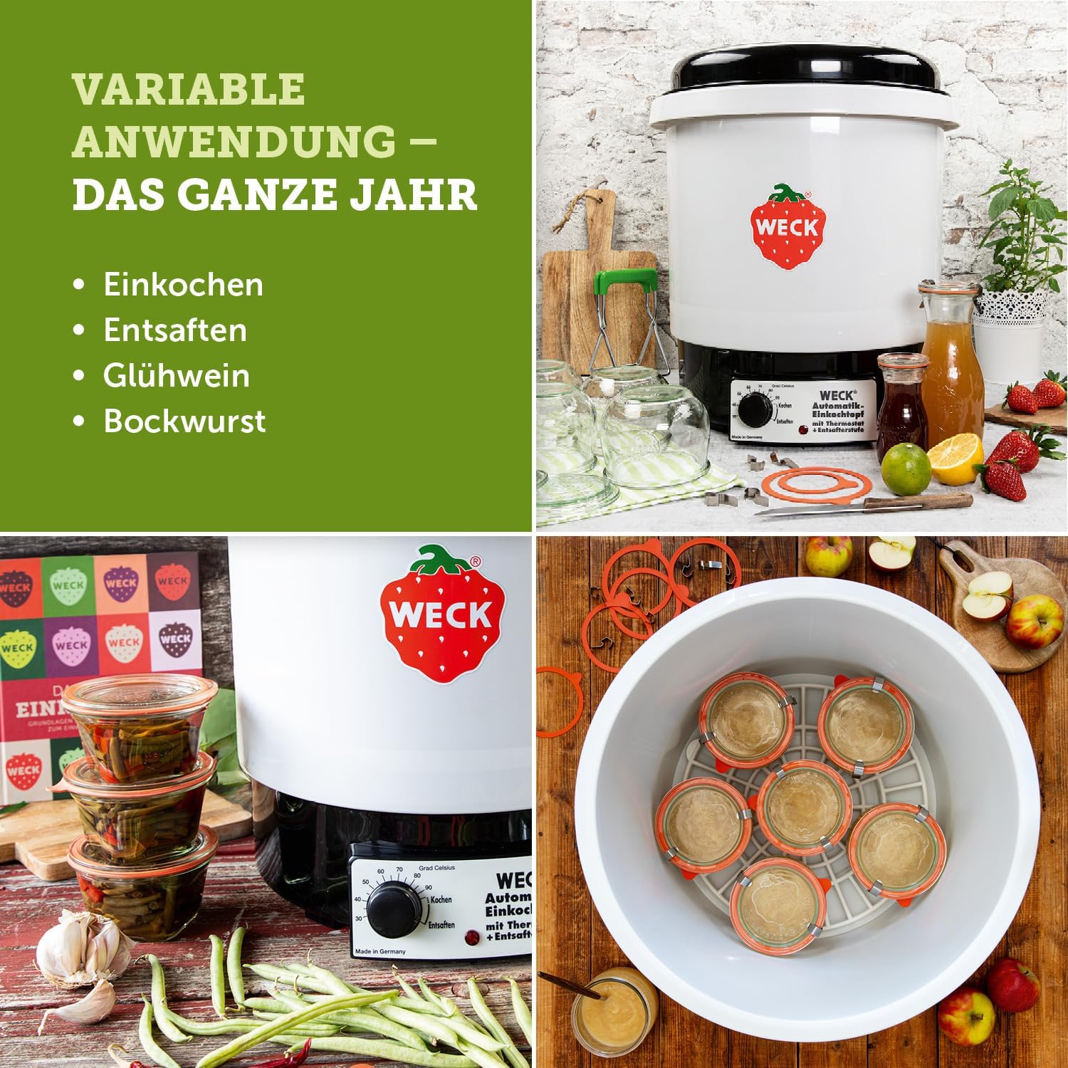 WECK WAT34 Einkochautomat aus Kunststoff mit Thermostat – 29L Einkochtopf, Glühweinkocher, Dampfentsafter, Einkochautomat – Made in Germany, hochwertig & vielseitig einsetzbar – Bild 7