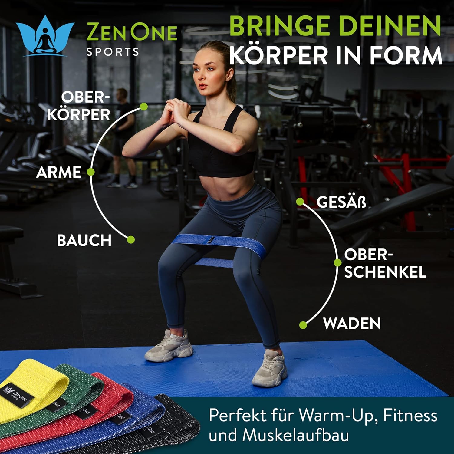 ZenOne Sports® Fitnessbänder aus Latex I Loop Bänder Set - Widerstandsbänder in 3-5 Stärken I Resistance Bands für Krafttraining, Warm-up & mehr I Booty Band Set mit Workout-Guide, Theraband Loop – Bild 2