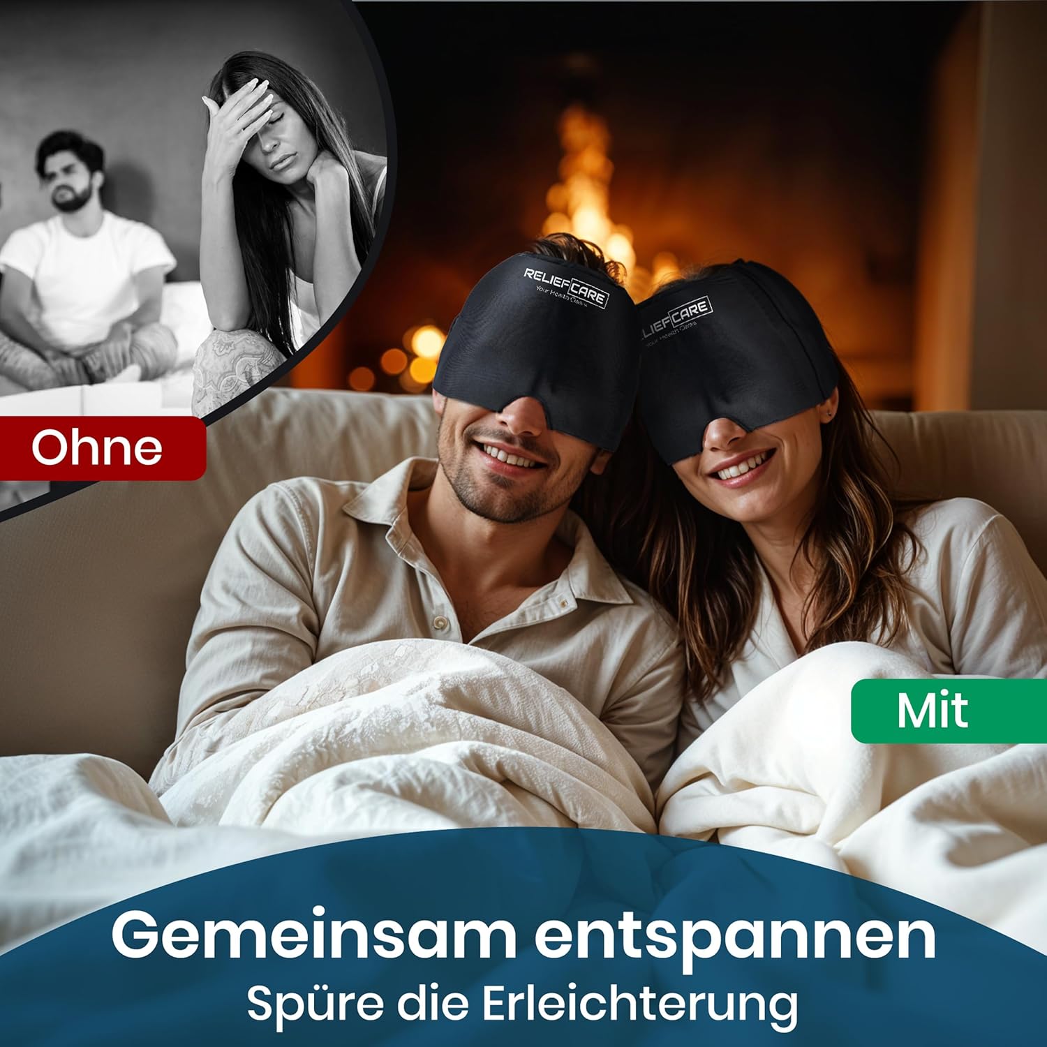 RELIEF CARE Migränemaske, Kühlmaske, 360°-Gel-Entlastungshut, Kühlkappe und Schlafmaske – zur Linderung von Migräne, Kopfschmerzen, Druck, geschwollenen Augen, Kühlhut, Entspannung und Wohlbefinden – Bild 7