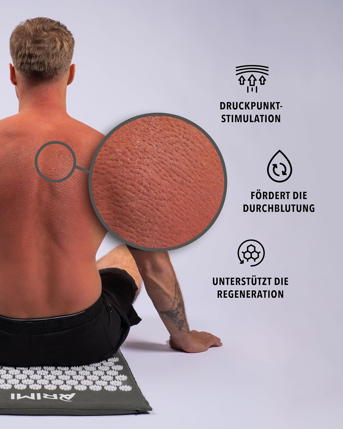 ARIMI Akupressurmatte mit Kissen und Tasche, nachhaltig, ergonomisch – zur Schmerzlinderung, Entspannung und Erholung, ideal für Rücken und Nacken, Massagematte mit Akupressurkissen – Bild 5