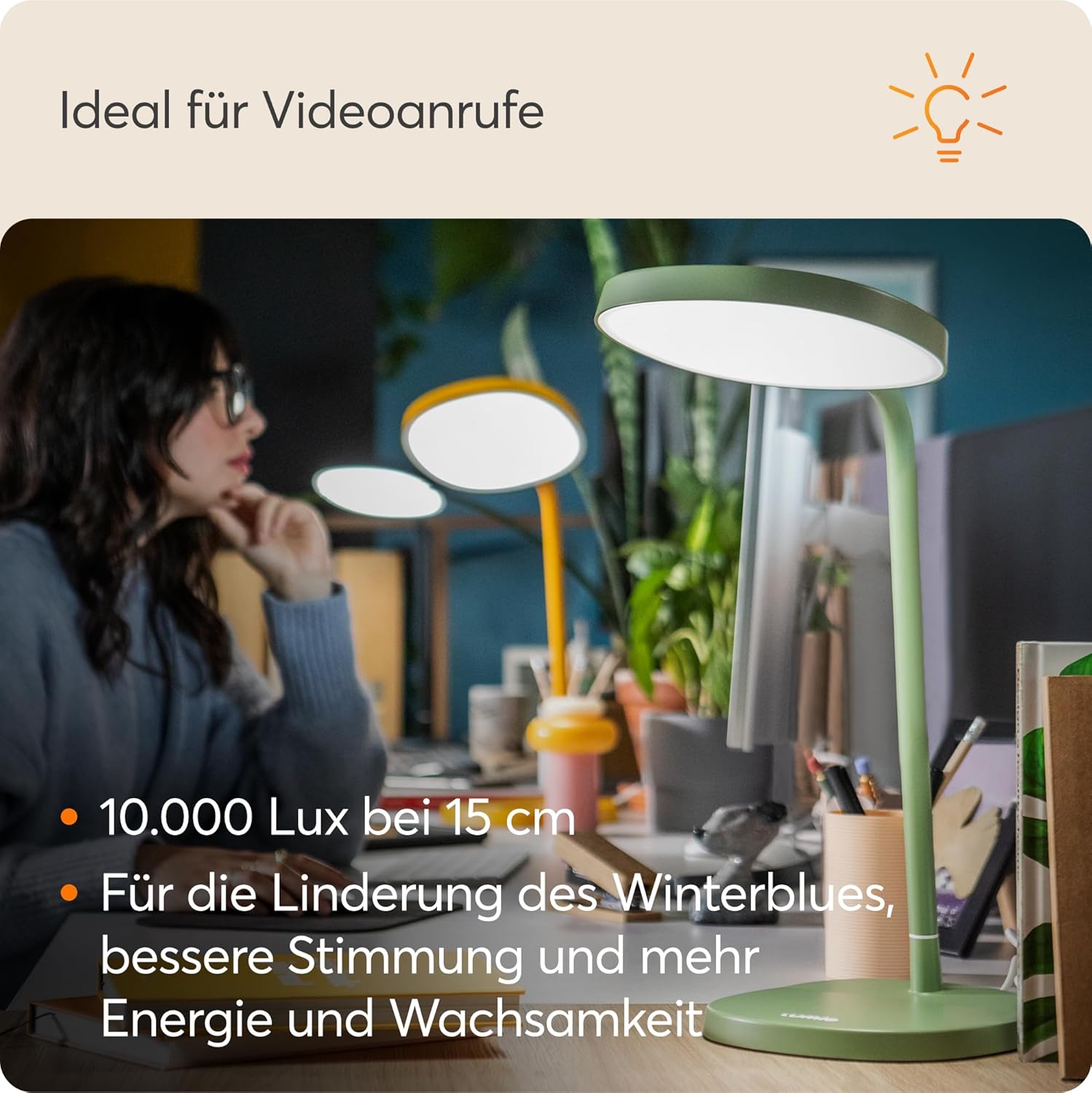 Lumie-Aufgabe | Hochregulierbare helle LED-Lichttherapie-Schreibtischlampe gegen Winterblues, kristallklare Beleuchtung, maximaler Sehkomfort, verbesserte Stimmung und Energie | Salbeigrün – Bild 7