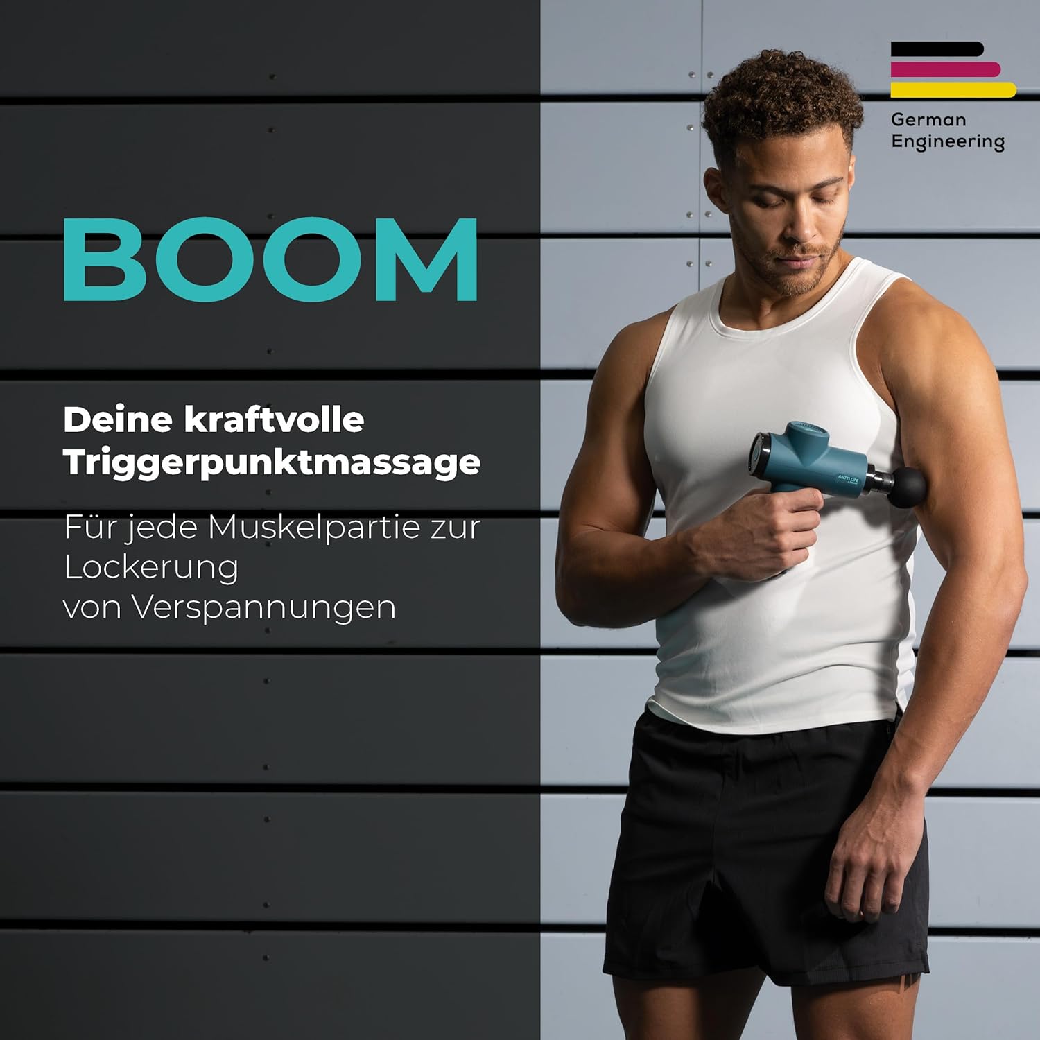 Beurer Antelope BOOM Massagepistole, kompakte Massagepistole mit 4 Aufsätzen, zur Entspannung und Regeneration, kraftvolle Triggerpunktmassage, Muskelmassagegerät mit 5 Intensitätsstufen & Akku – Bild 2