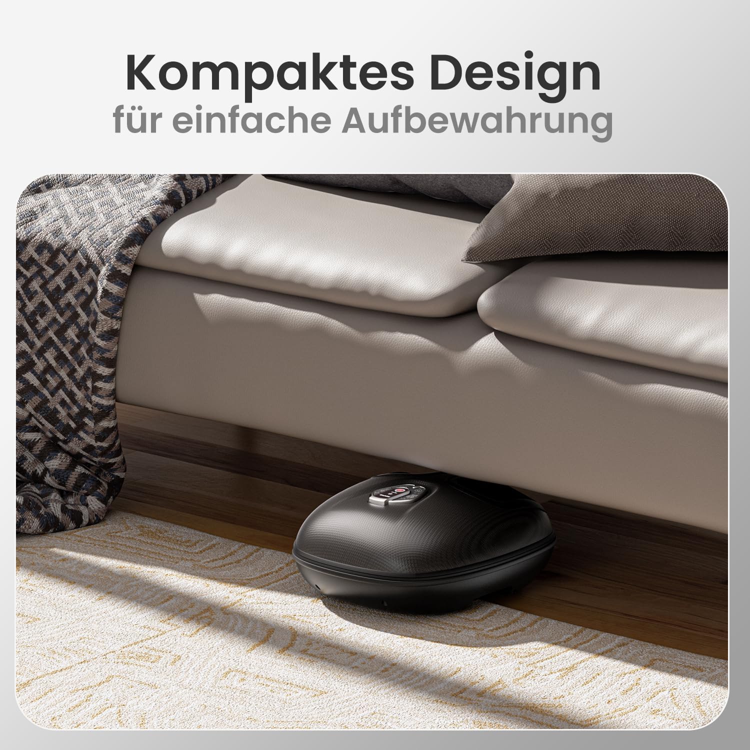 RENPHO Tragbares Fußmassagegerät mit Wärme (2026 aktualisiert), Fußmassagegerät elektrisch, Testsieger, 3D-Kneten, Rollen und Luftkompression, 3 Intensitäten, Geschenke für Damen und Herren, Schwarz – Bild 8