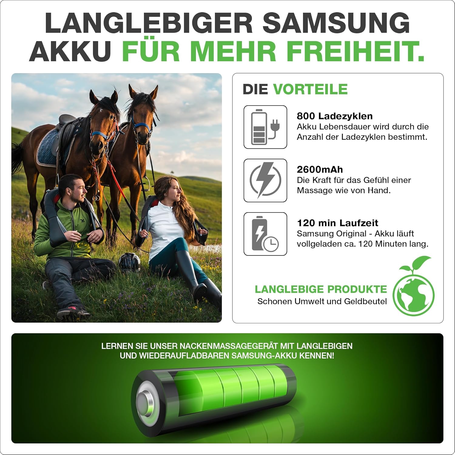 Donnerberg® Das Original Nackenmassagegerät, kabelloses Münchner Samsung Akku-Massagegerät + effektive Vibration, 4D-Shiatsu-Massage, Schulter-Nacken-Langlebiger Akku – Bild 4