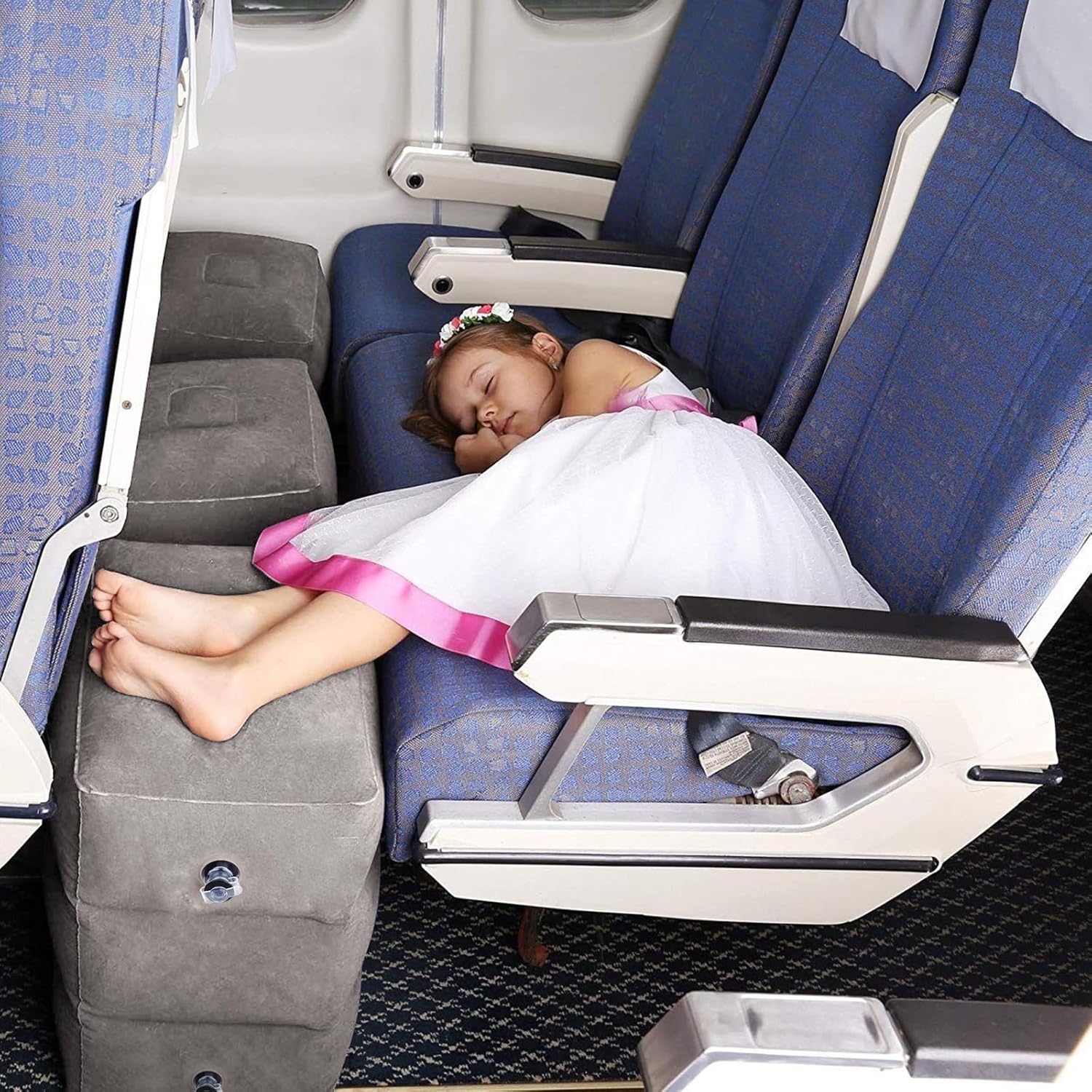Reise-Fußstützenkissen, aufblasbares, höhenverstellbares Kissen für die Fußstütze in Flugzeugen, Autos, Bussen, Zügen, im Büro und zum Schlafen von Kindern auf langen Flügen – Bild 7