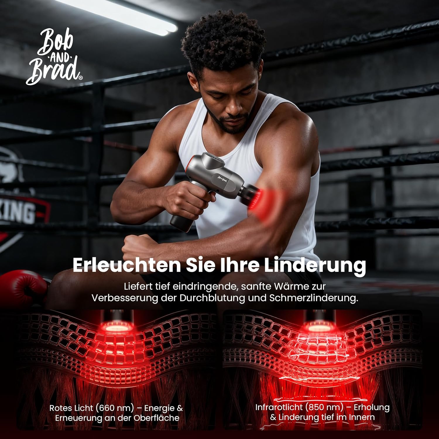 BOB AND BRAD C2 Ultra Massagepistole mit Wärmefunktion und Rotlichttherapie, tragbare Massage-Massagepistole, Muskelmassagepistole für Zuhause, Fitnessstudio, Erholung und Schmerzlinderung – Bild 2