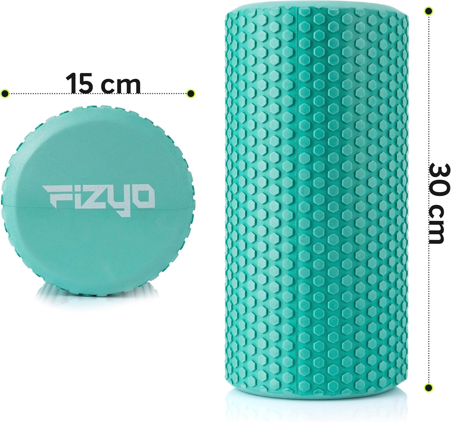 Fizyo Faszienrolle, Pilates-Rolle für Faszienmassage, Yoga-Rolle für Wirbelsäule, EVA-Faszienrolle für Fitness, Yoga & Rehabilitation, Grün, 30 x 15 cm – Bild 5