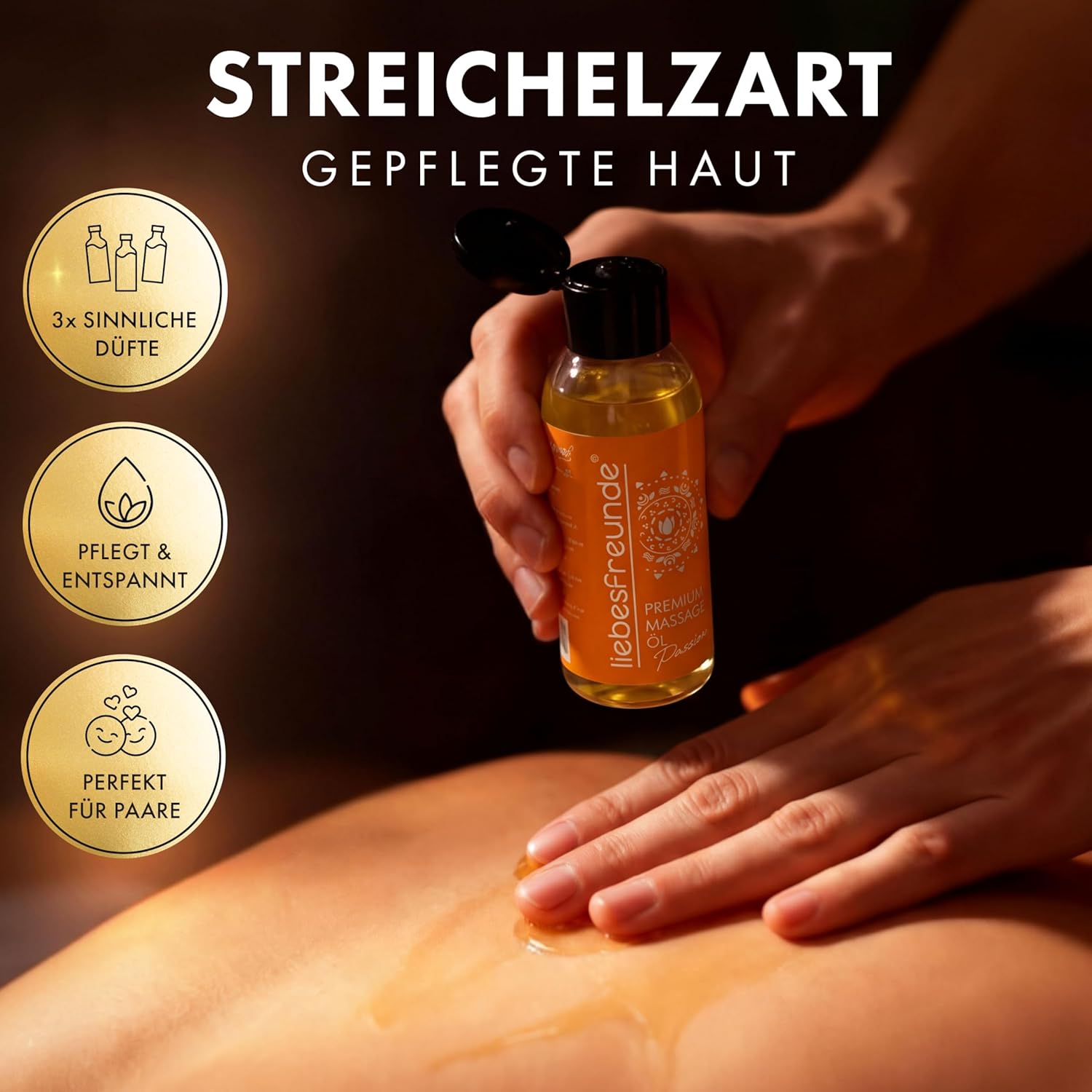 Liebesfreunde Wellness Geschenkset für Damen – 3 x 50 ml Massageöl Geschenkbox für weibliche Dame, Geschenkset, Massageöl Geschenkidee zum Jahrestag, Geburtstag, Valentinstag, Weihnachten – Bild 7