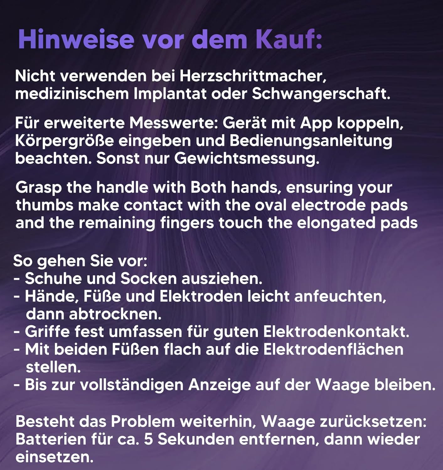 GE Körperfettwaage Smart Scales People: Digitale Waage mit Körperfett und Muskelmasse, 8 Elektroden, Körperfettwaage mit Handsensoren, BMI, Körpergewicht, Muskelmasse-Analysegerät, 180 kg / 400 lbs – Bild 8