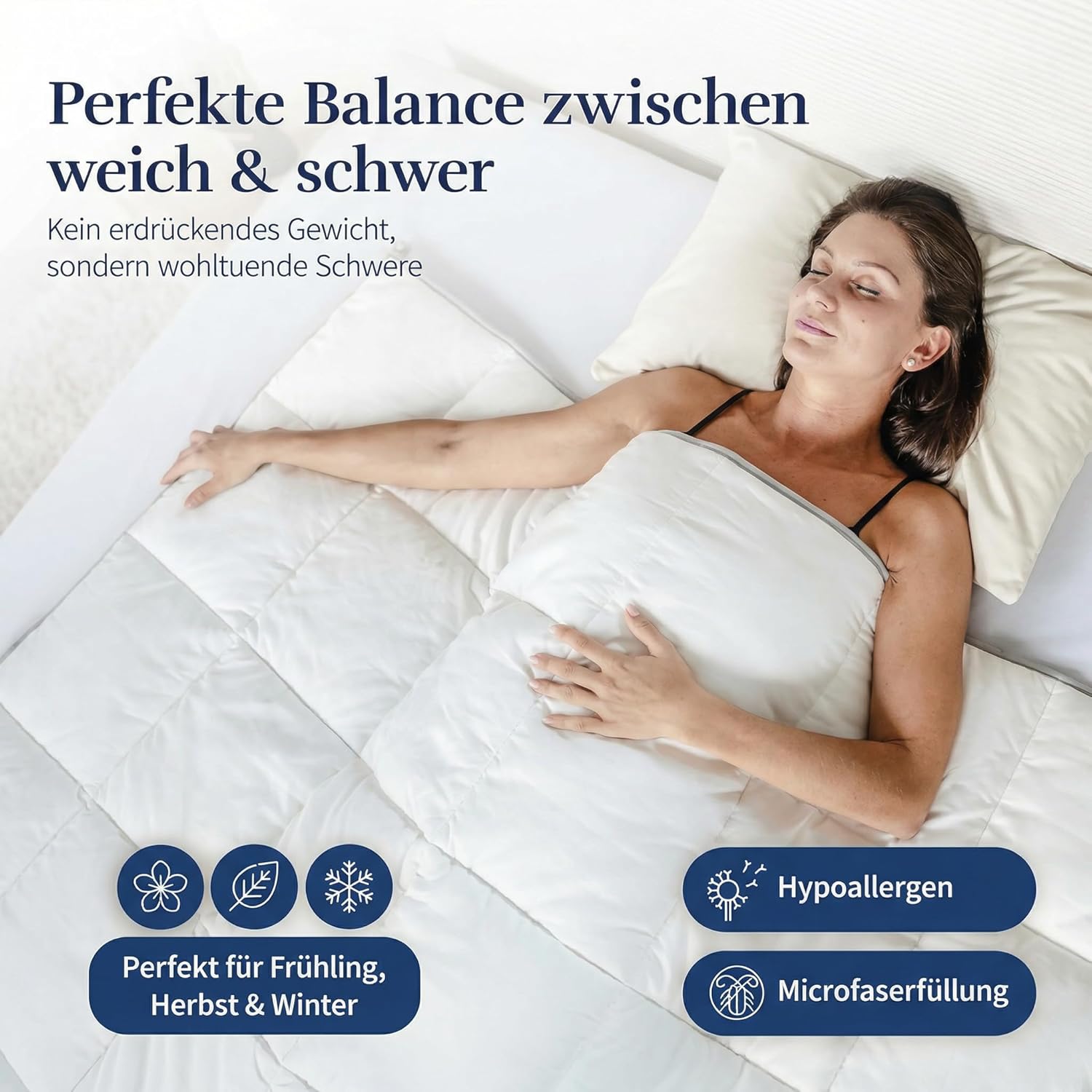 MONDSTEIN Gewichtsdecke 135 x 200 cm, 6 kg schwere Therapiedecke für Erwachsene, 2-in-1 Schlafdecke aus Baumwolle, Gewichtsdecke, waschbar, Testsieger Öko-Tex – Bild 7