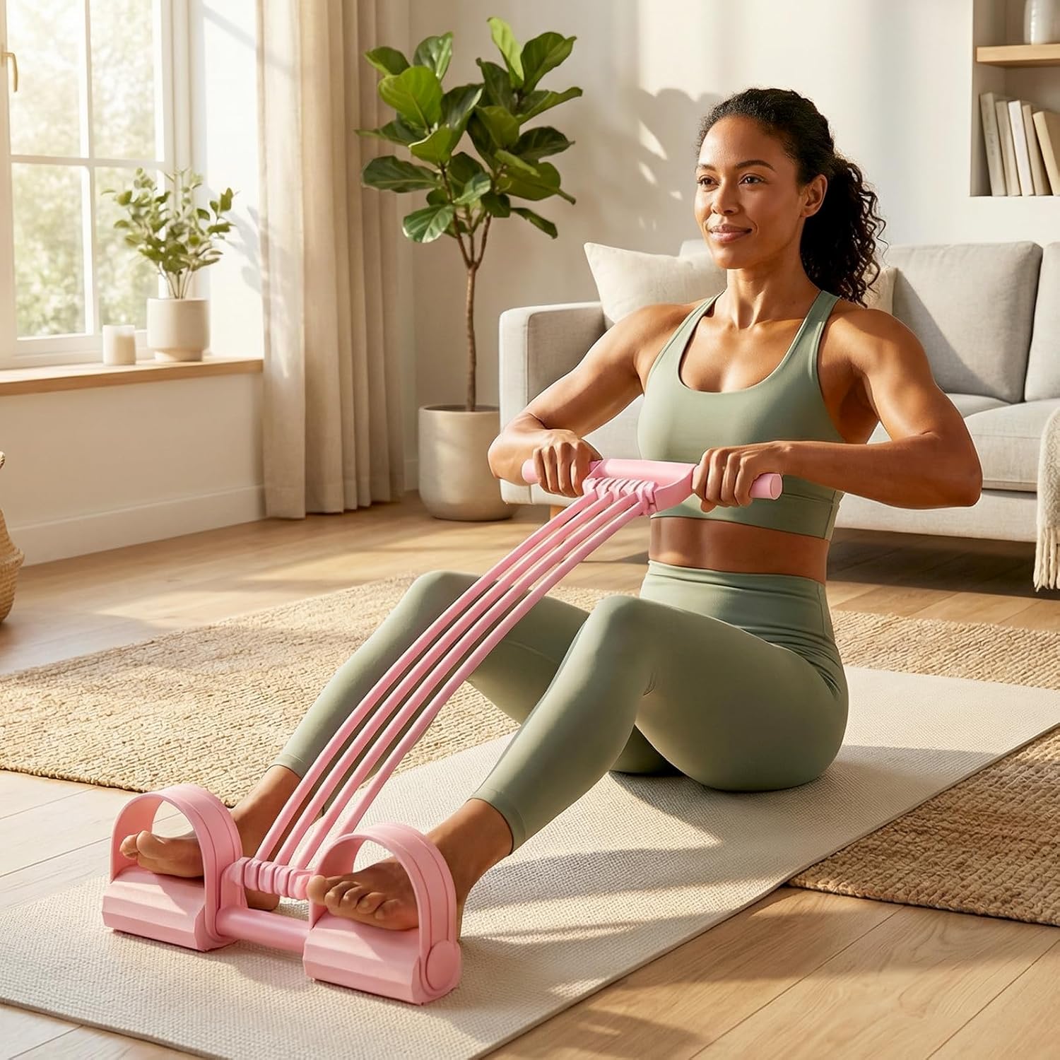 Widerstandsbänder mit Griff, 3-in-1 Multifunktions-Expander, Fitnessbänder Fußzugband 8 Röhren Resistance Bands, Ganzkörpertrainer für elastisches Zugseil Beintrainer für Yoga Fitness – Bild 7