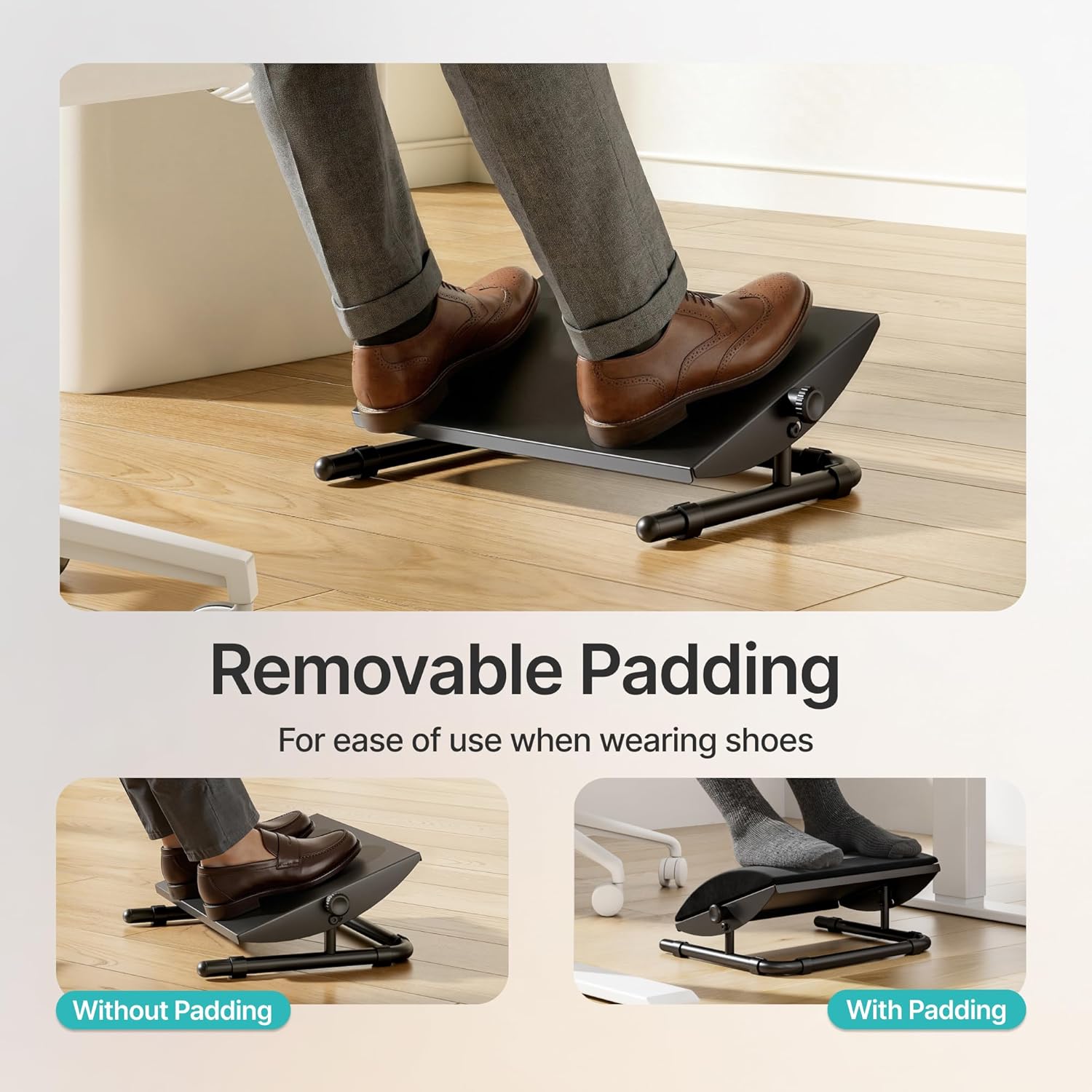 PEGZONE Fußstütze für den Arbeitsplatz unter dem Schreibtisch, ergonomische Fußstütze mit verstellbarem Neigungswinkel, Fußhocker für unter dem Bürostuhl, Ruhestuhl für Heimarbeit und Studium – Bild 6