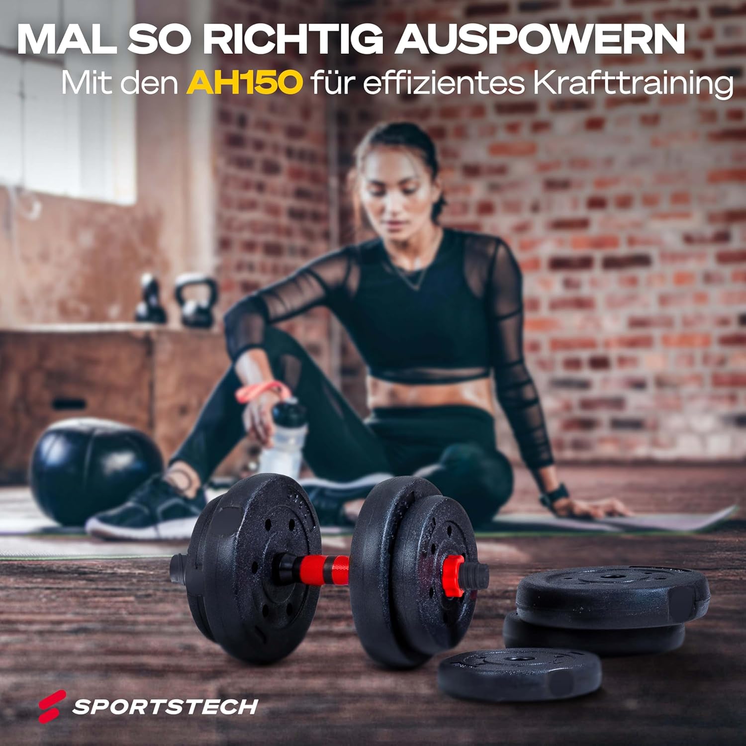 Sportstech 2in1 innovatives Hantelset AH150, deutsche Qualitätsmarke, Kurzhanteln & Langhantel, Kurzhanteln im 30 kg / 40 kg Set, Sicherheitsverschluss + Langverbinder, für Damen und Herren – Bild 5