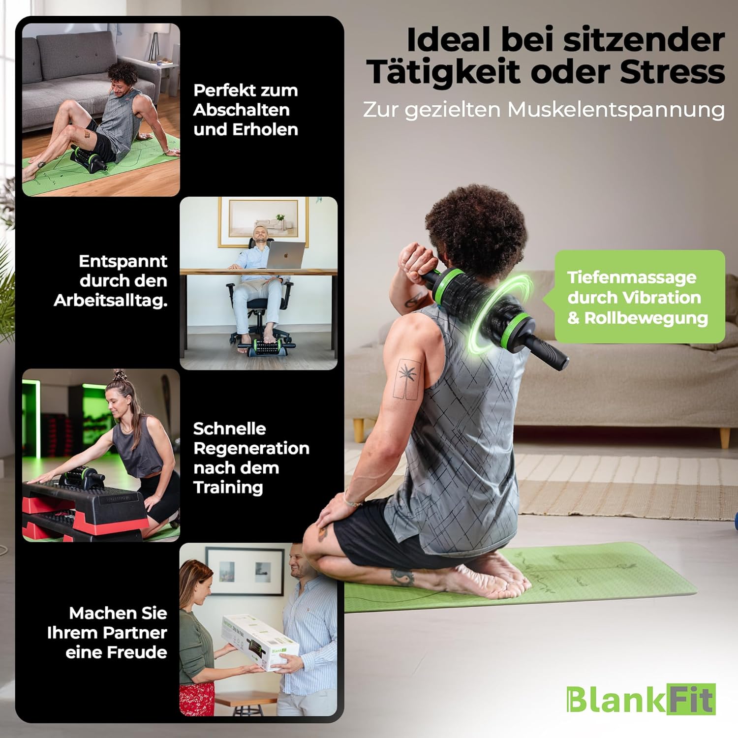 Elektrische Faszienrolle, Massagegerät Ganzkörper, Rollenmassagegerät, Anti-Cellulite, 5 in 1 + Freisprechstation, Tiefengewebe, 5 Stufen, Faszien, Stoßwellentherapie – Bild 4