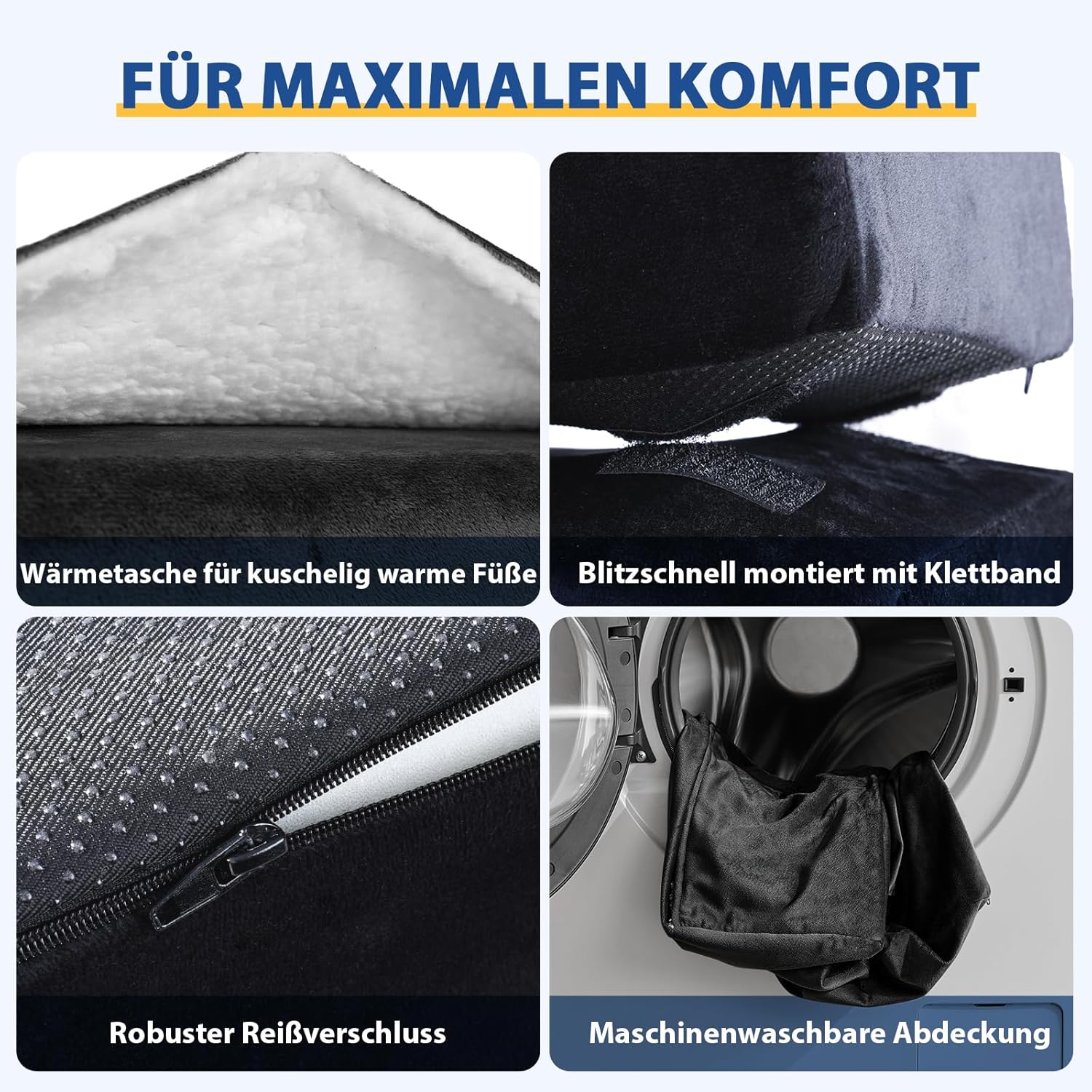 Fußstütze unter dem Schreibtisch, höhenverstellbarer Büro-Fußhocker für Bürostuhl und Gaming-Stuhl, ergonomisches Fußkissen, Schreibtisch-Fußhocker mit waschbarem Bezug für Zuhause, Fußstützenkissen – Bild 6