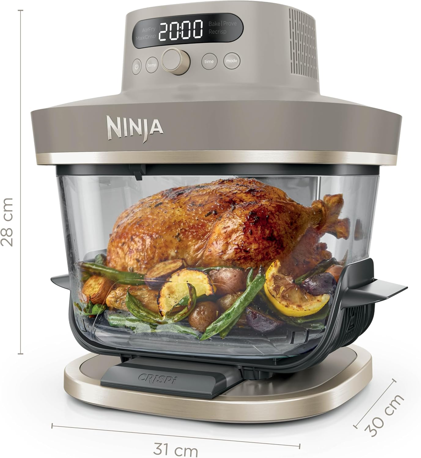 Ninja CRISPi PRO XL Glas-Luftfritteuse (Luftfritteuse), 5 voreingestellte Zubereitungsfunktionen, inklusive CleanCrisp-Glasbehälter (5,7 l und 2,3 l) und Aufbewahrungsdeckel, Steingold AS090EUSD – Bild 3