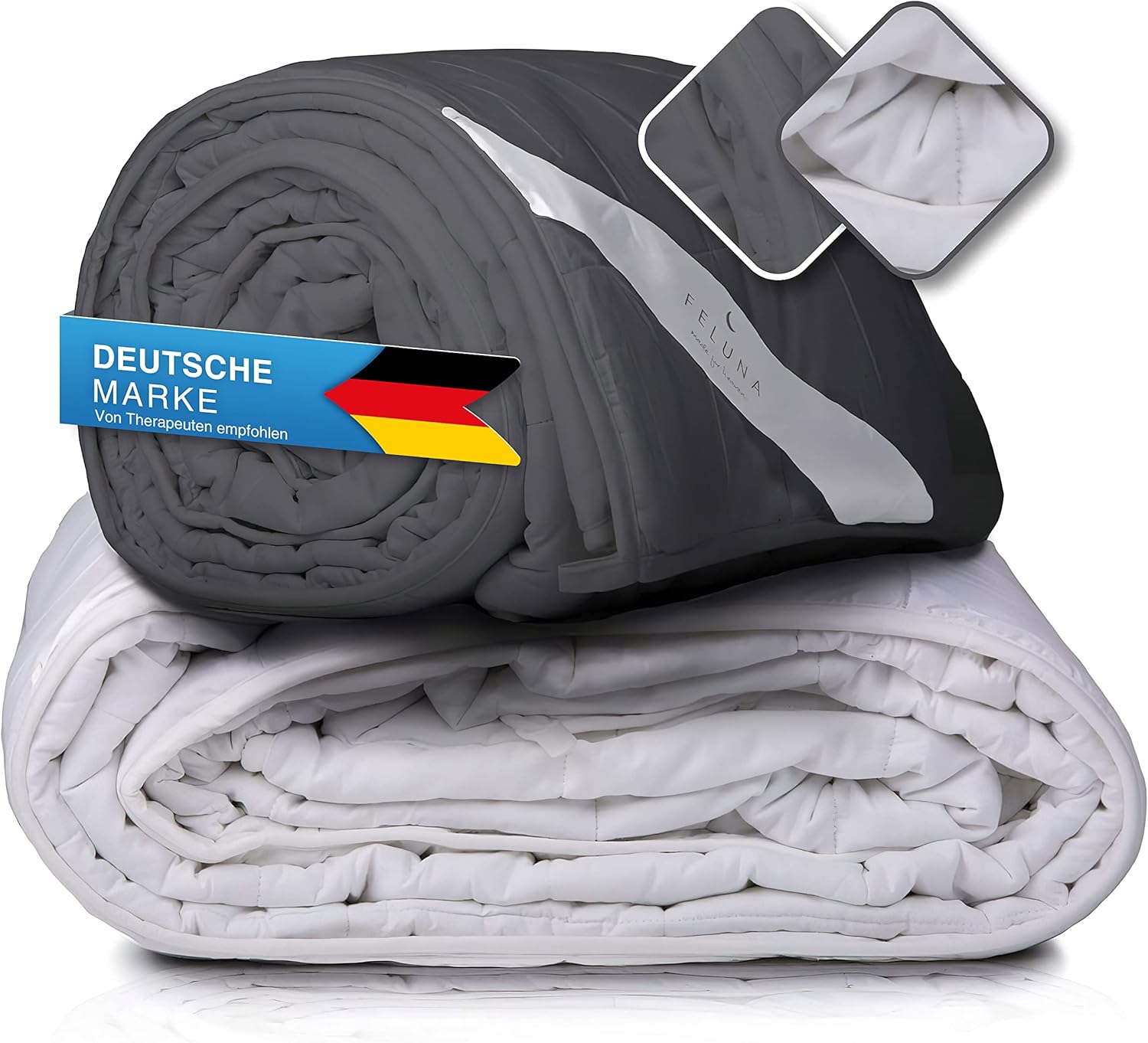 Feluna XXL Gewichtsdecke 155 x 200 cm Therapiedecke 8 kg – Anti-Stress-Bettdecke Gewichtsdecke – Entspannungsdecke bei Angstzuständen und Schlafstörungen (Grau) – Bild 7