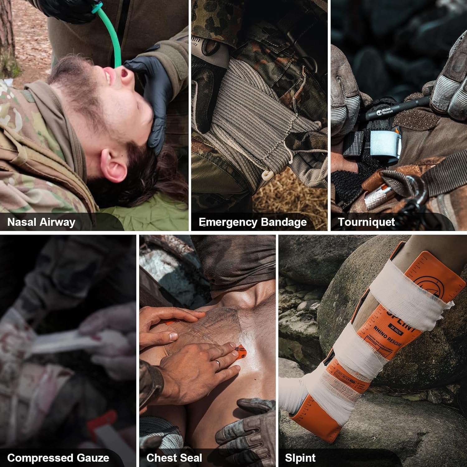 RHINO RESCUE IFAK Erste-Hilfe-Set, Trauma-Notfallversorgung, taktisch, mit Gaze und Verband für Jagd, Camping, Reisen (Schwarz PRO) – Bild 5