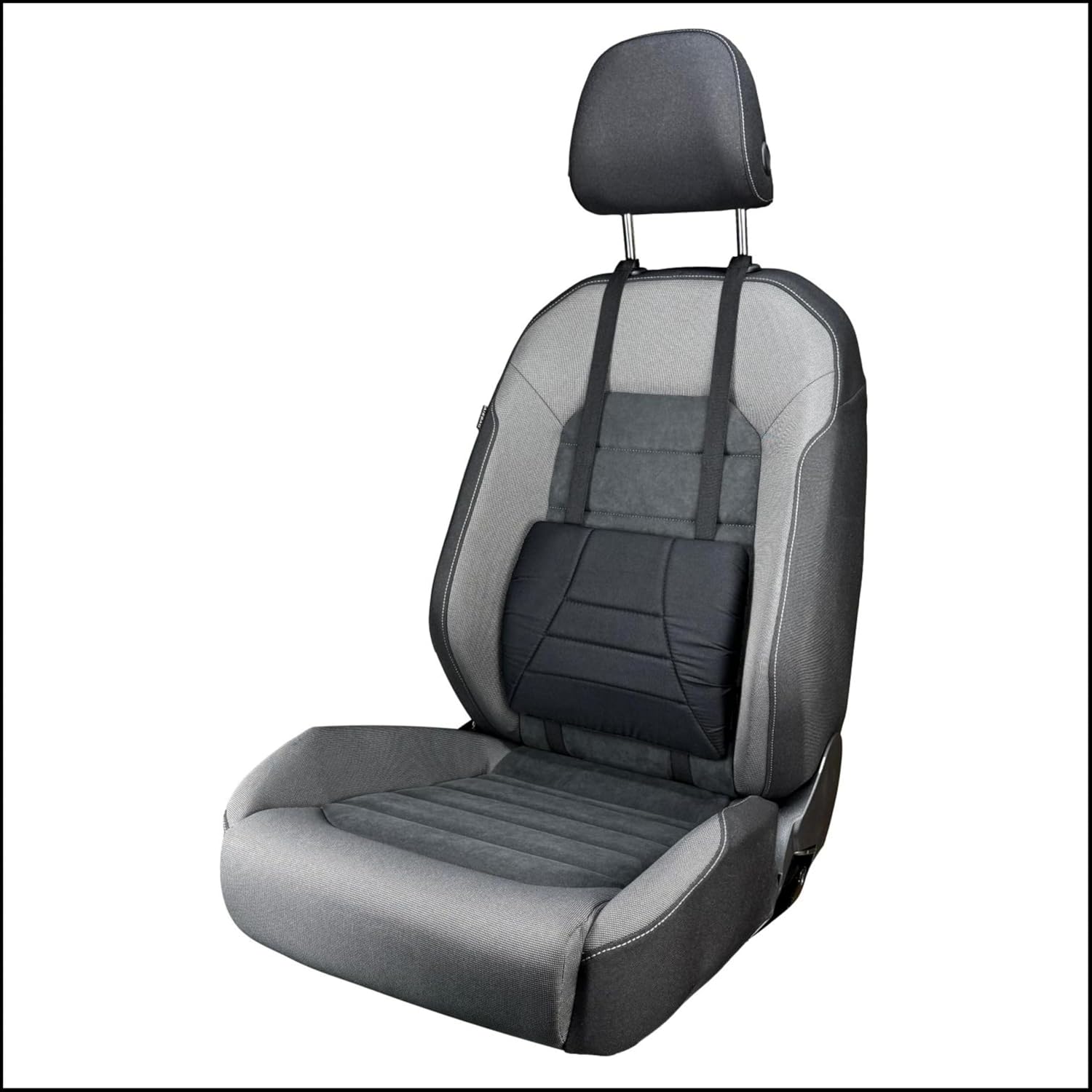 Sitwell Ergonomisches Rückenkissen, Rückenstütze, Lendenkissen mit universeller Befestigung, für fast alle Sitze geeignet, Stoff, Maße 30,5 x 26,5 x 3,5 cm – Bild 2