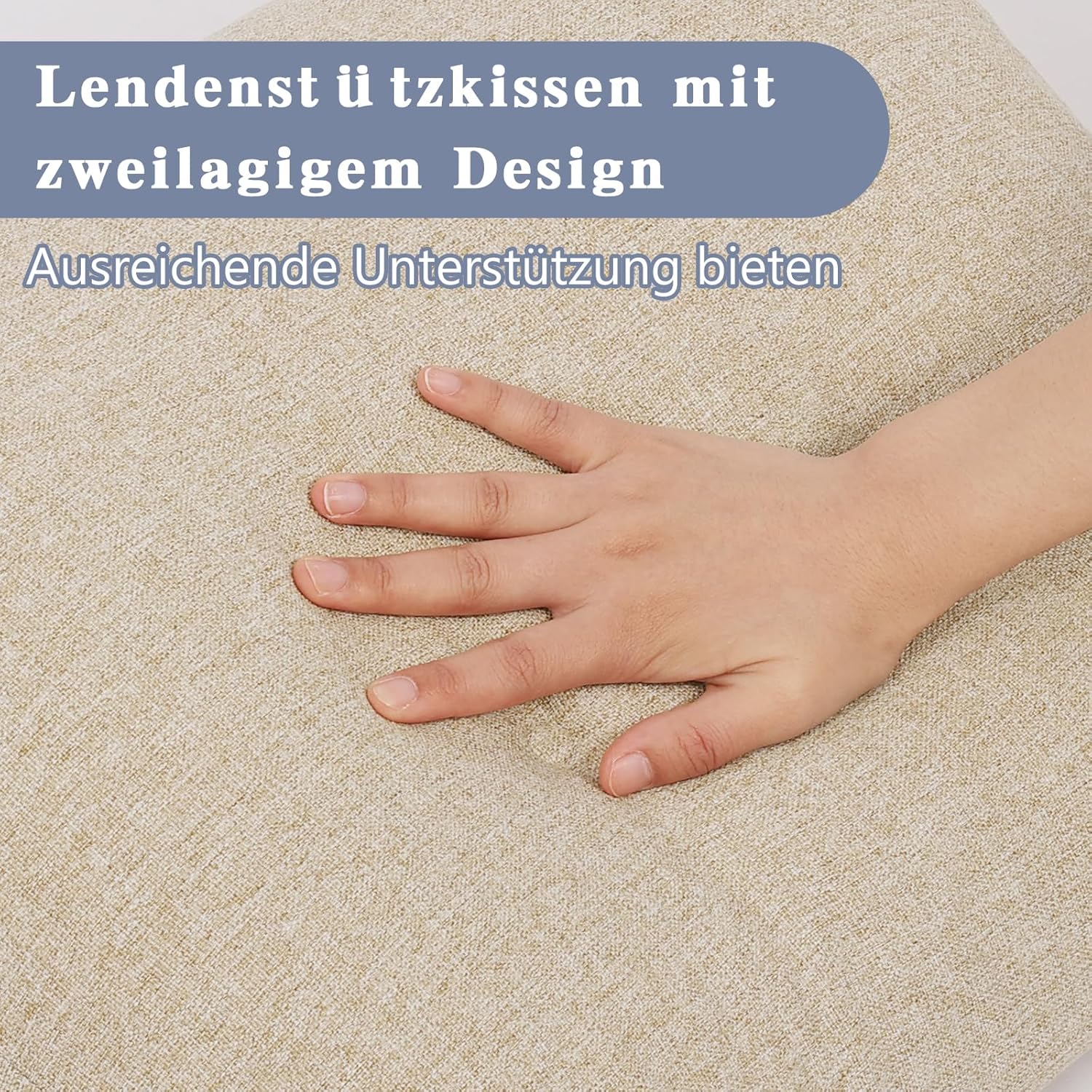 GOFORIT Ergonomisches Rückenkissen für Sessel, doppellagiges Memory-Schaum-Lendenkissen, weich und stützend, Lendenkissen für ältere Menschen, Linderung von Rückenschmerzen, waschbar, für Bett, Sofa, Beige – Bild 6