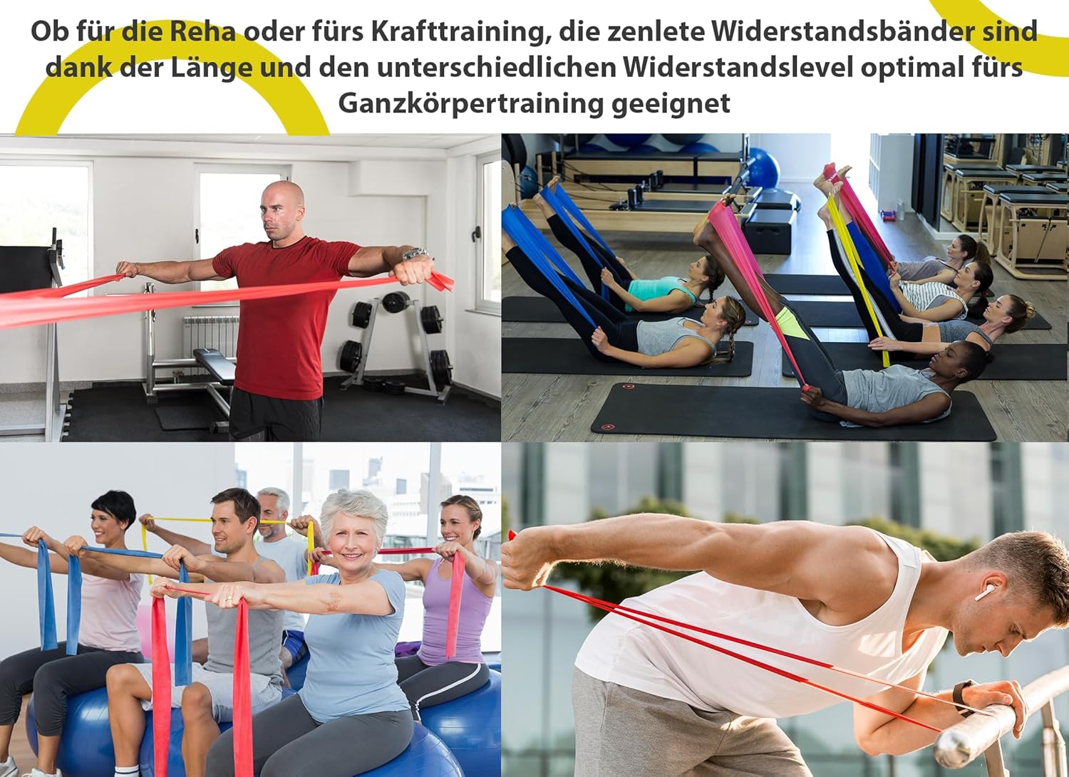 Fitnessbänder 2,5 m lang – Widerstandsbänder Muskelaufbau, Yoga, Pilates & Physiotherapie, originelles Fitnessband, Übungsband, extra langes Trainingsband, mehr Bewegungsfreiheit – Bild 6