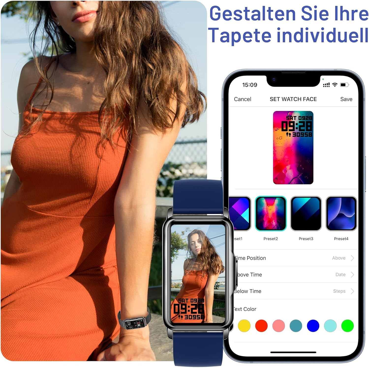 126+ Sportmodi Smartwatch Herren Damen 1,47 Zoll HD Smartwatch Fitnessuhr mit Bluetooth-Benachrichtigungen, Schrittzähler, Schlafmonitor, Herzfrequenzmesser, SpO2, IP68 Smartwatch für Android/iOS – Bild 6