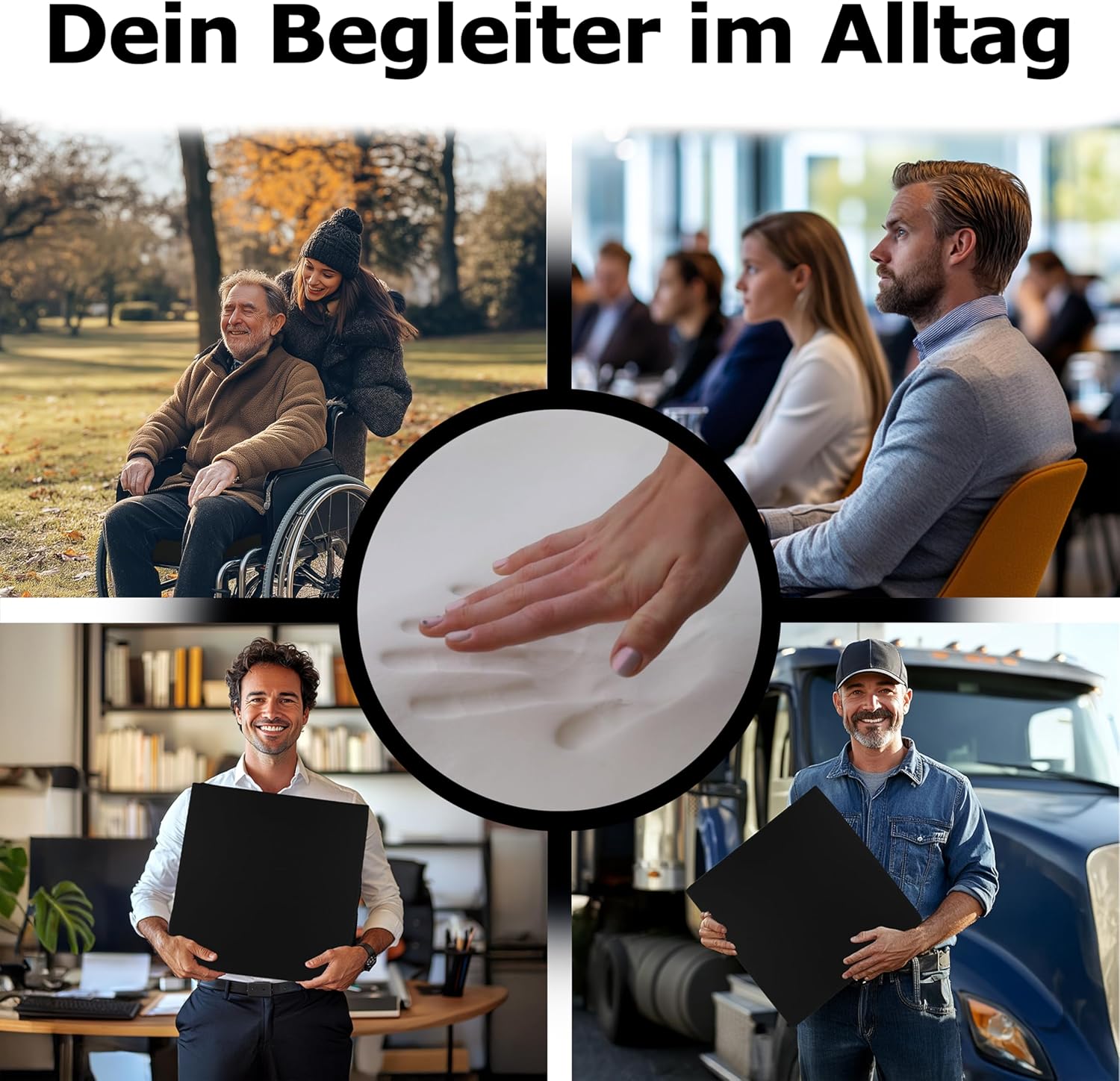 Orthopädisches Gelschaum-Sitzkissen gegen Dekubitus, 45 x 43 x 7 cm – hergestellt in Europa | Ergonomisch und druckentlastend | Hochwertiger RG60 Gelschaum | – Bild 5
