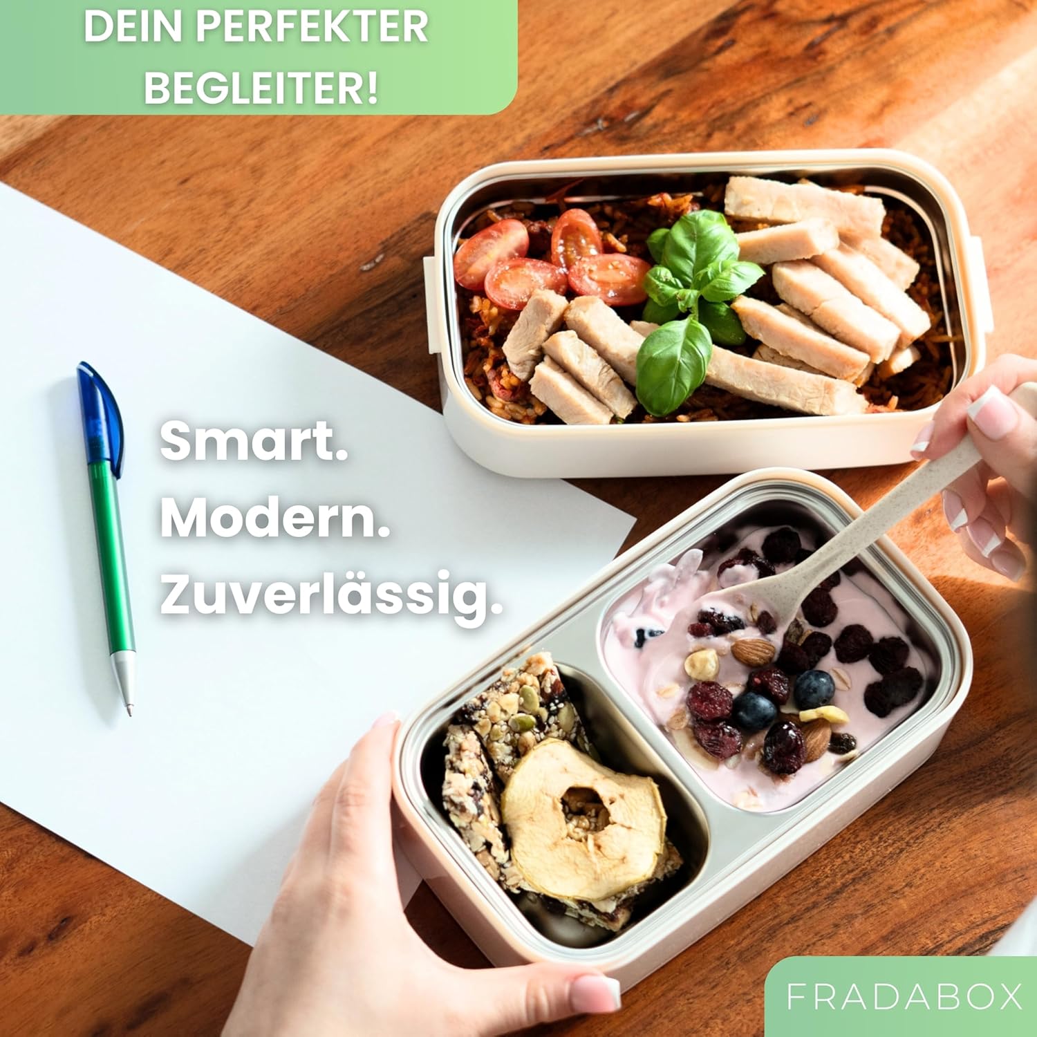 Bento Taylor Lunchbox, 2 Ebenen mit Fächern, Premium-Edelstahl, BPA-freie Lunchbox mit Besteck, ideal für Reisen, Meal Prep Bento Box für Erwachsene, auslaufsicher und mikrowellengeeignet – Bild 7