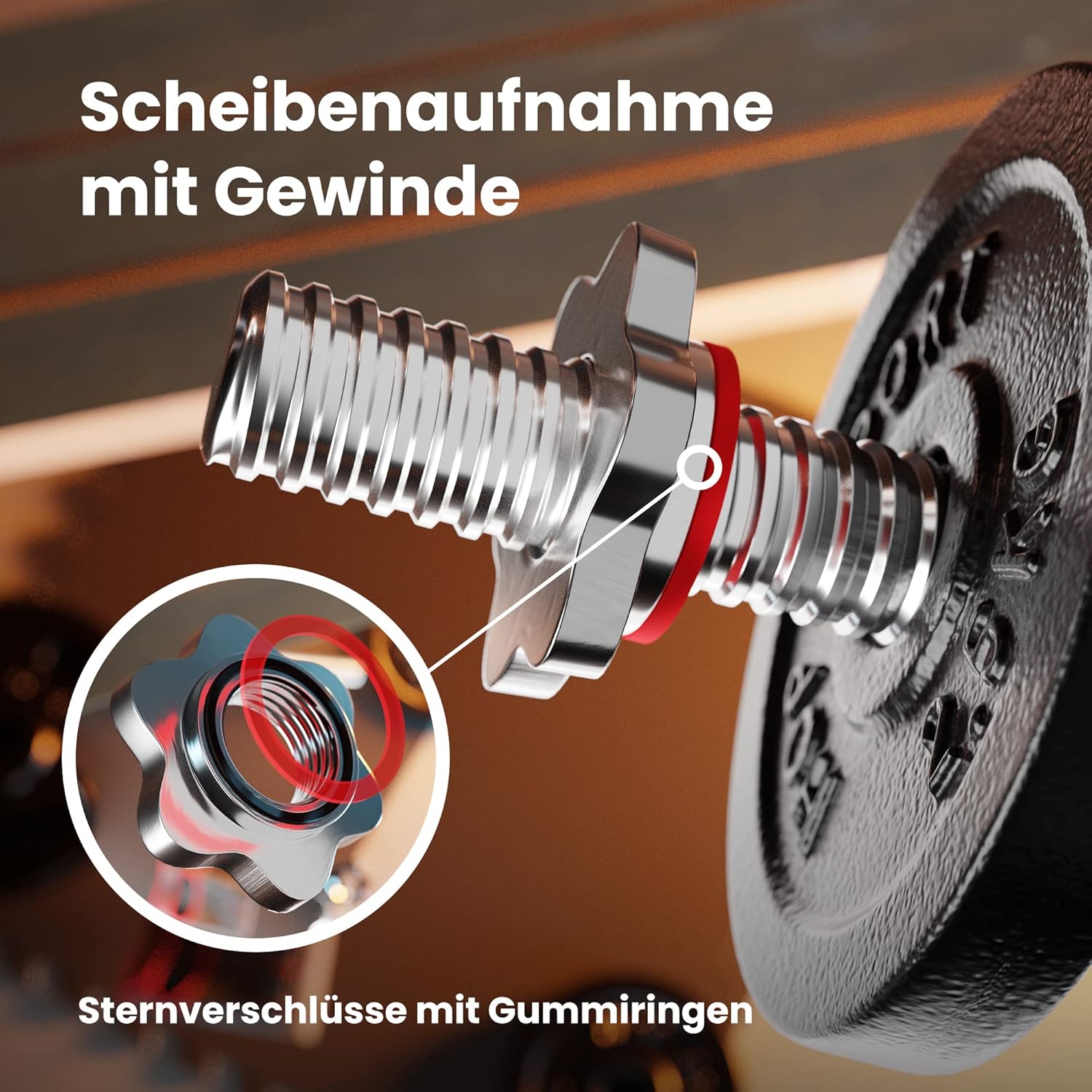 Hop-Sport Gusseisen-Hantelset mit EZ Curlstange, Kurzhantelstange und Gewichten, 1x Curlstange, 2x Hantelstange, 37 kg, 57 kg oder 77 kg Set zur Auswahl – Bild 6