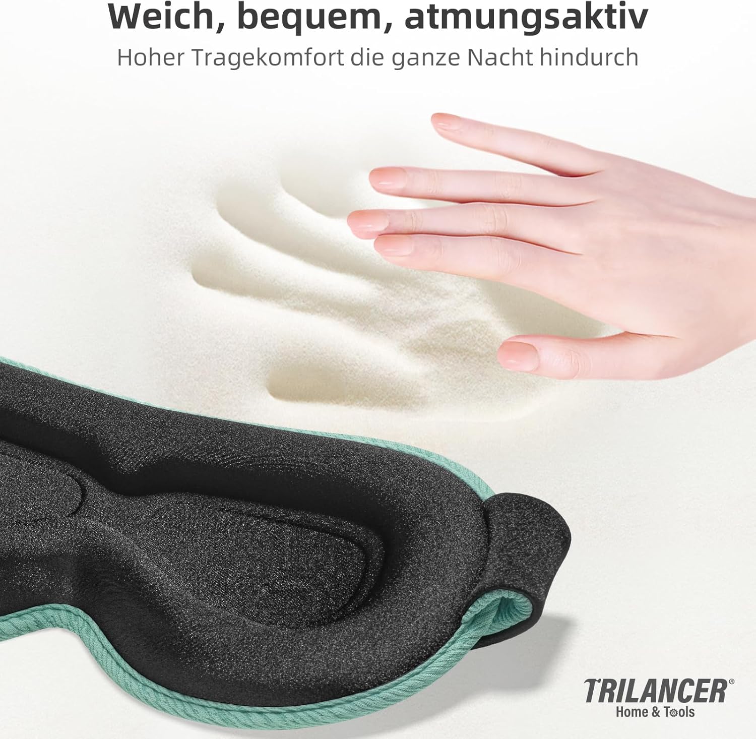 Trilancer 99,99 % lichtblockierende 3D-Schlafmaske für Männer und Frauen, ultraweiches und druckfreies Design, Augenmaske für Seitenschläfer, Nickerchen, Meditation, Reisen und Schlafzimmer – Bild 5
