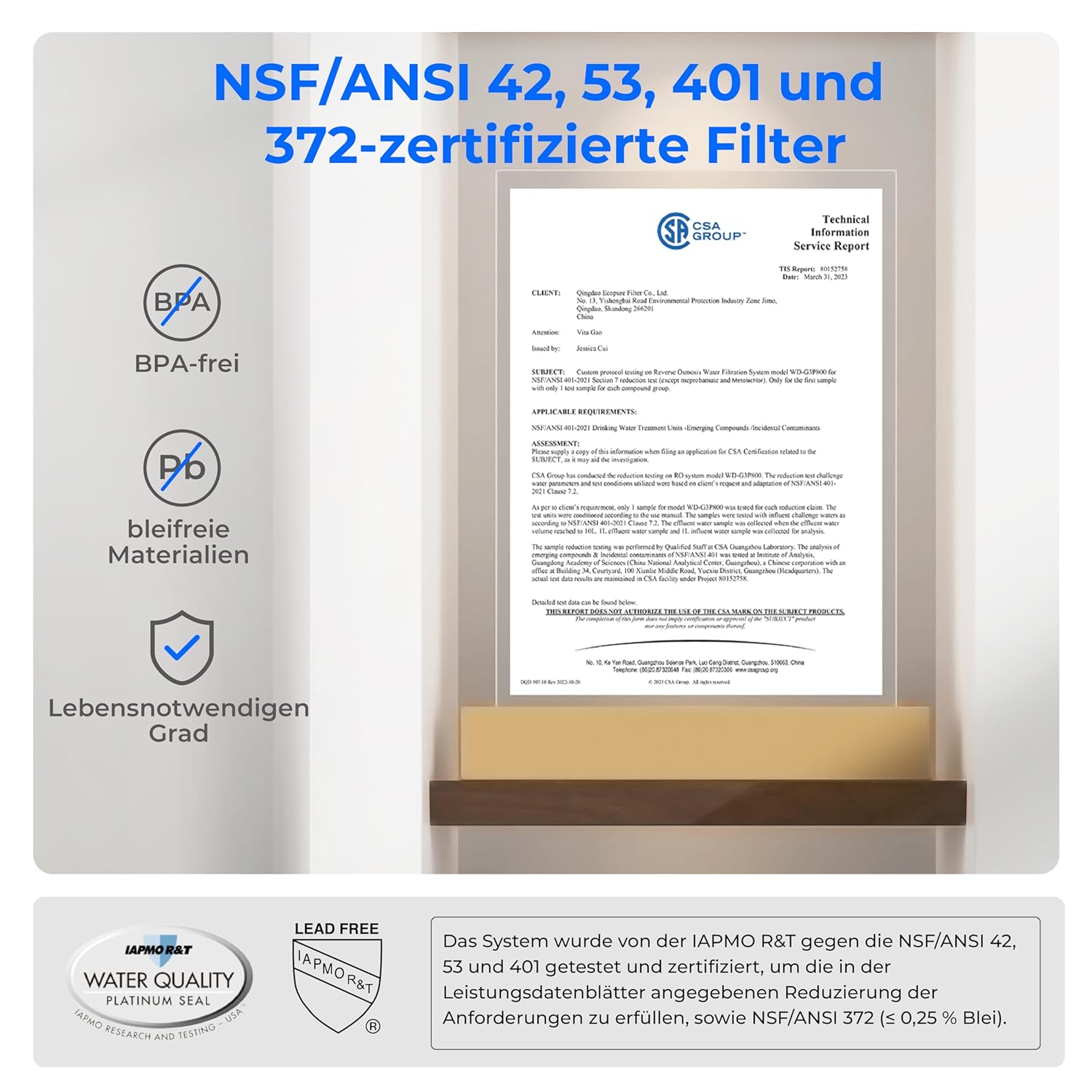 Waterdrop Elektrischer Wasserfilterkrug für Kühlschrank mit 3-Monats-Filter, Aufsatz-Wasserfiltersystem, reduziert Chlor, Blei, Quecksilber, PFAS, PFOA/PFOS-Reduzierung, 757 Liter, Weiß – Bild 5