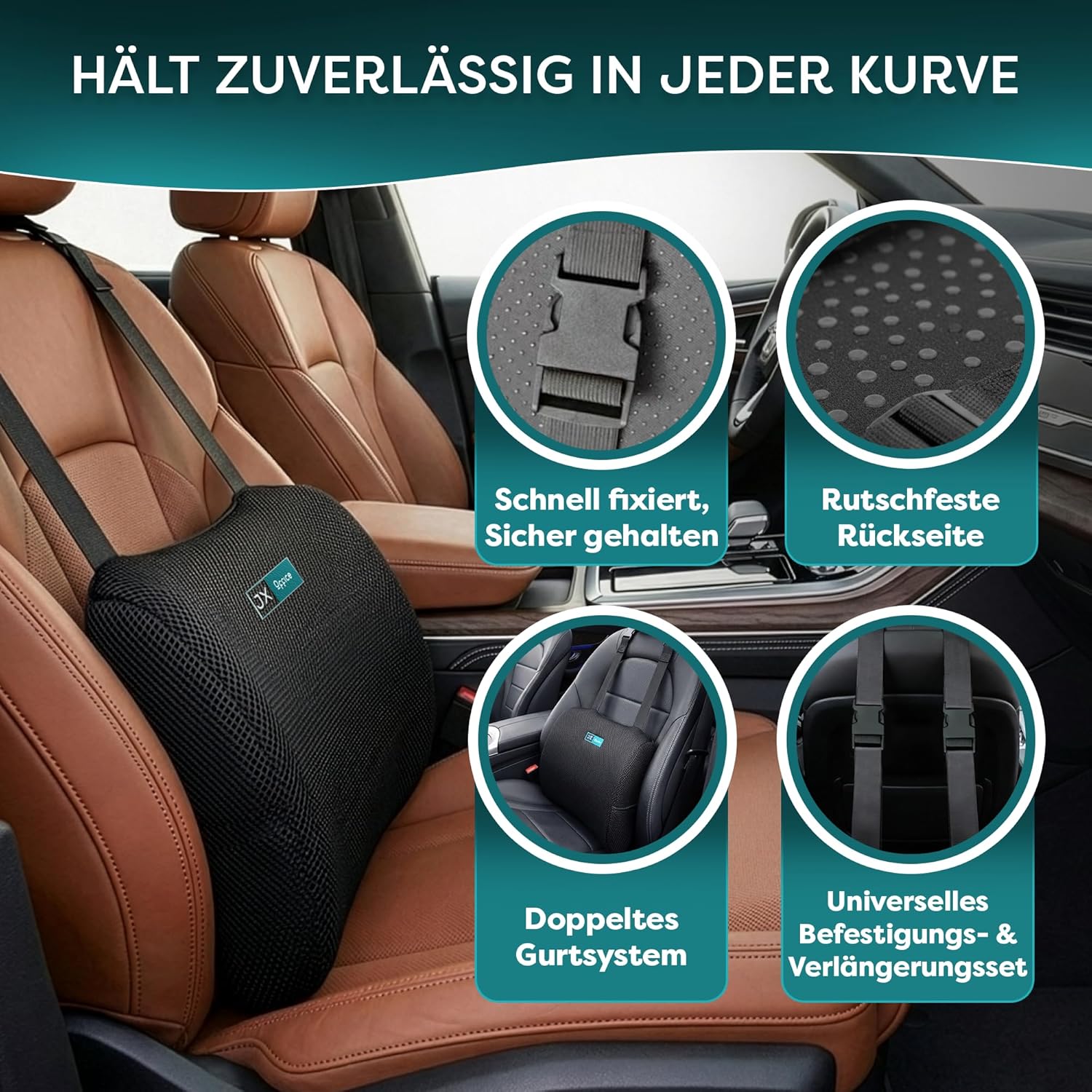 Rückenkissen – ergonomische Memory-Schaum-Lendenwirbelstütze – für mehr Sitzkomfort zu Hause, im Büro und unterwegs – Bild 6