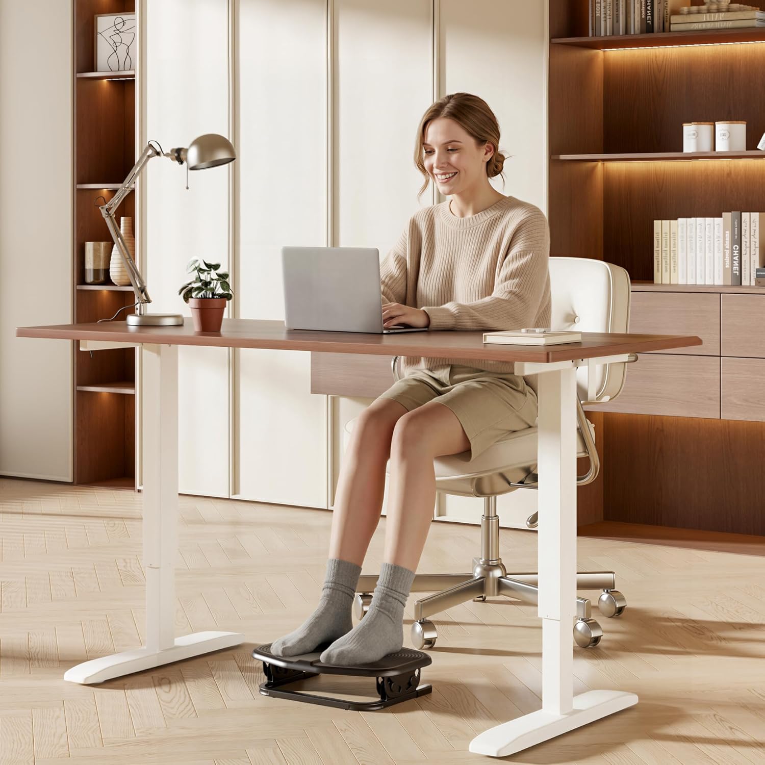 PEGZONE Tischfußstütze, einstellbare Fußstütze mit Massageoberfläche für den Büro- und Arbeitsplatz, 20-Grad-Einstellbarkeit ohne Verriegelung für zu Hause und Büro – Bild 5