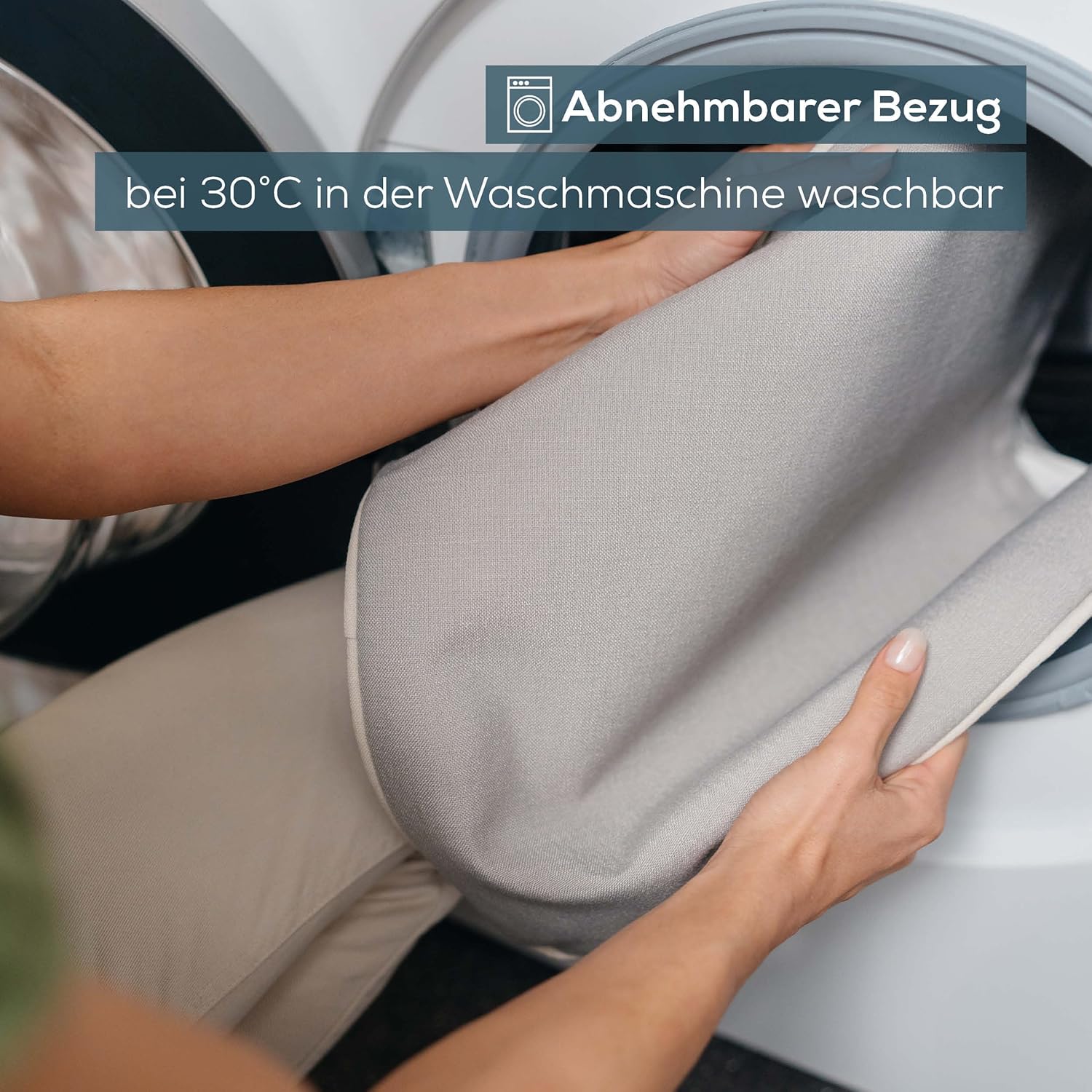 Beurer MG 139 Akku-Massagekissen mit Wärmefunktion, kabelloses Shiatsu-Massagekissen, zuschaltbare Wärme, aus recyceltem Material, maschinenwaschbar, automatische Abschaltung, 40 x 40 cm, beige – Bild 5
