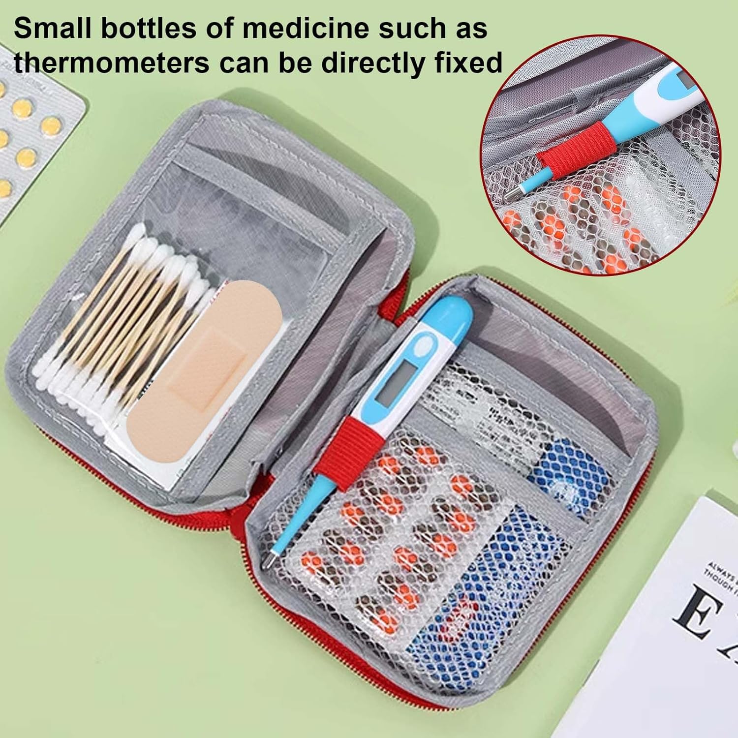 Leere Erste-Hilfe-Tasche, klein, tragbare Medizintasche, Mini-Erste-Hilfe-Tasche, leer, Erste-Hilfe-Set, Outdoor, Reise-Apothekentaschen, Medizintaschen, Notfalltasche – Bild 3