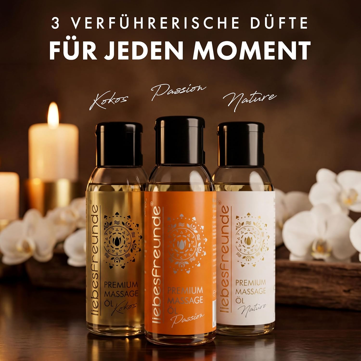 Liebesfreunde Wellness Geschenkset für Damen – 3 x 50 ml Massageöl Geschenkbox für weibliche Dame, Geschenkset, Massageöl Geschenkidee zum Jahrestag, Geburtstag, Valentinstag, Weihnachten – Bild 6
