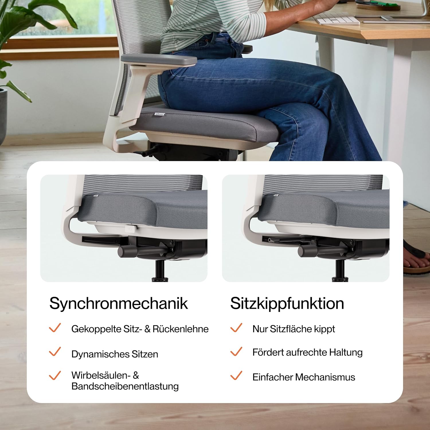 Active Bürostuhl mattschwarz, Testsieger, ergonomischer Schreibtischstuhl mit Sitzneigungsfunktion und adaptiver Lordosenstütze, stufenlos verstellbarer Bürostuhl für höchste Sitzposition, Drehstuhl – Bild 6