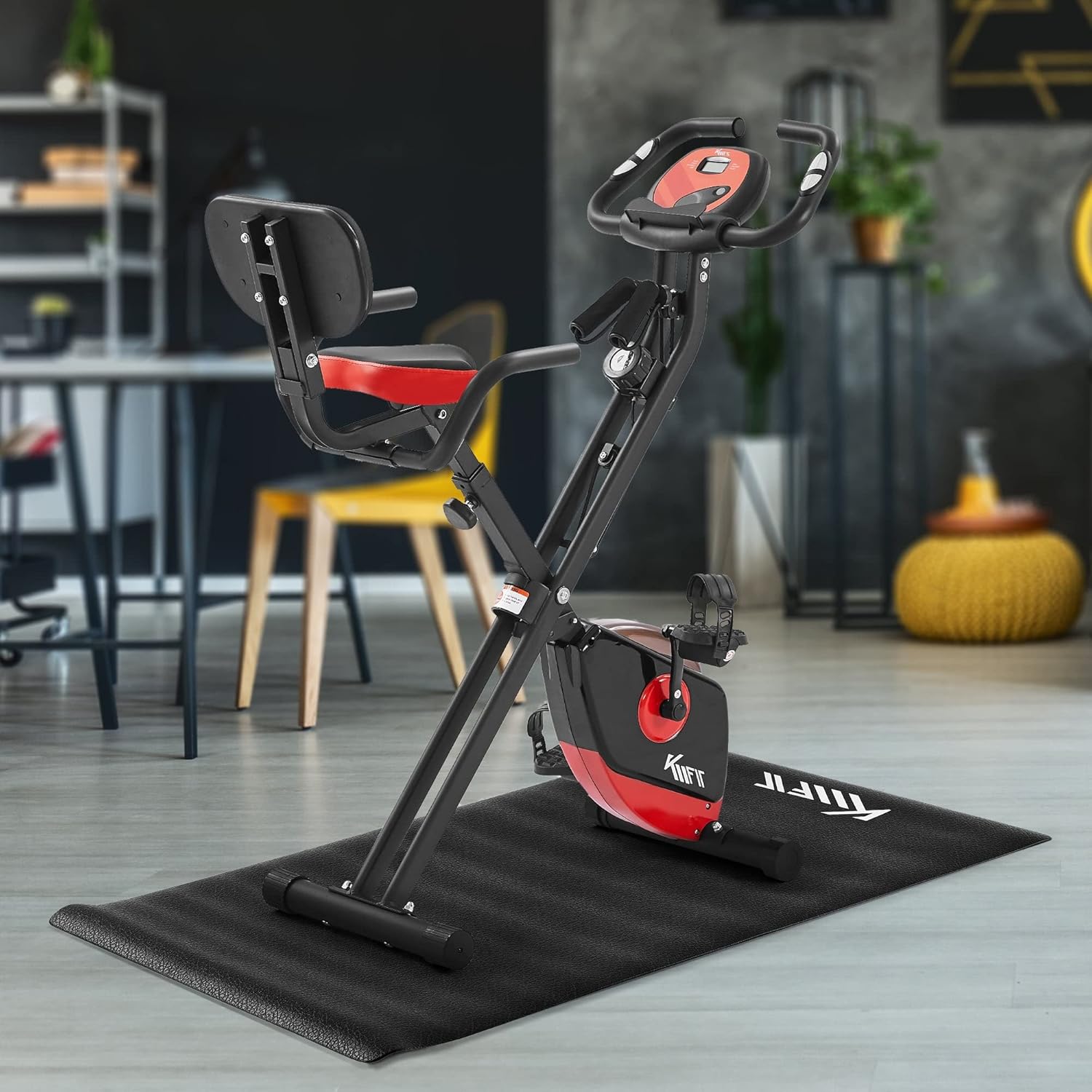 KM Fit 2-in-1-Heimtrainer mit LCD-Display | Klappbares Fitnessfahrrad | Heimtrainer 16 Widerstandsstufen | Handpulssensoren | Inklusive Bodenschutzmatte und Handyhalter – Bild 2