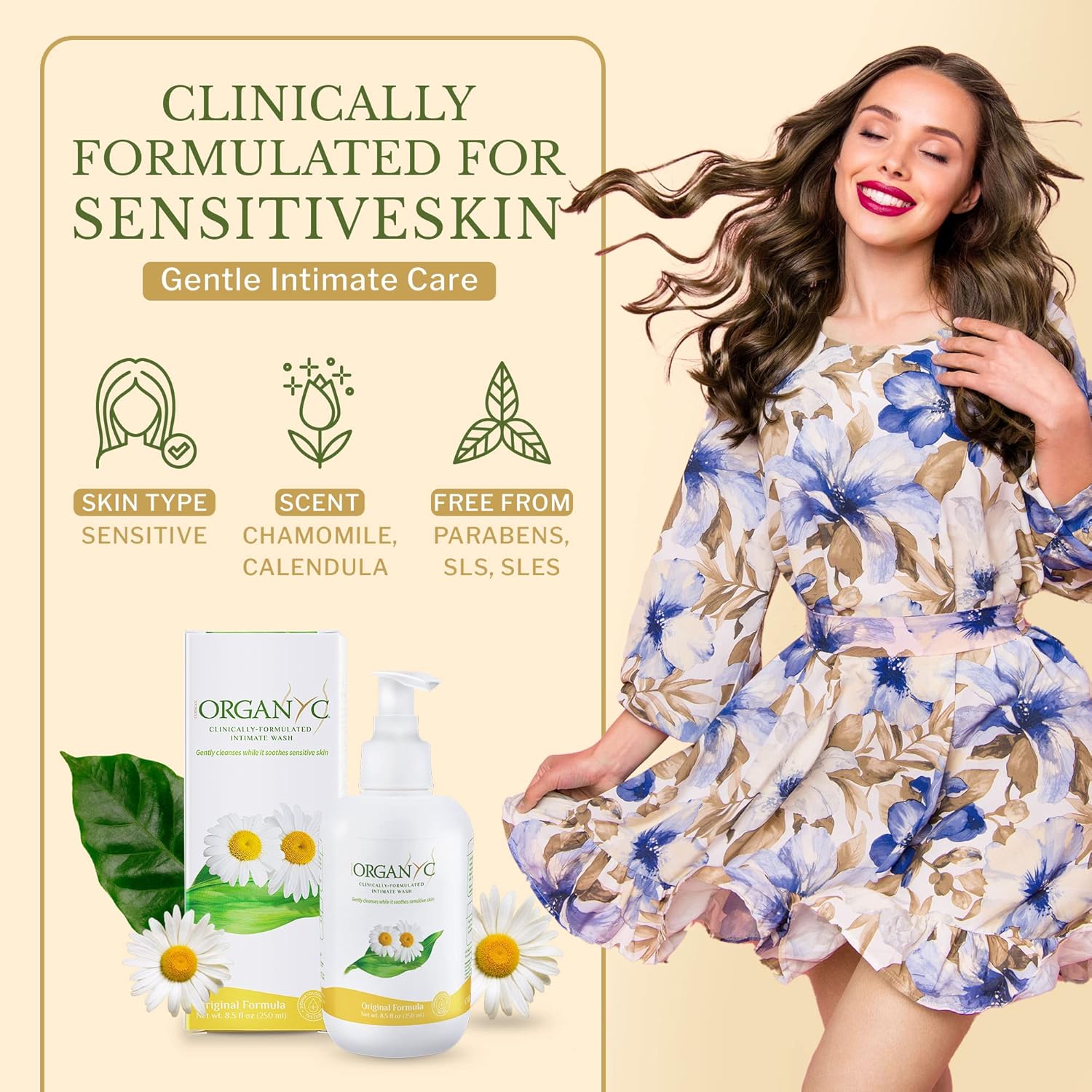 Organyc Intimate Care Waschlotion mit Kamille für empfindliche Haut, frei von Chlor, Parabenen, SLS, SLES und synthetischen Duftstoffen, dermatologisch getestet – 250 ml – Bild 5