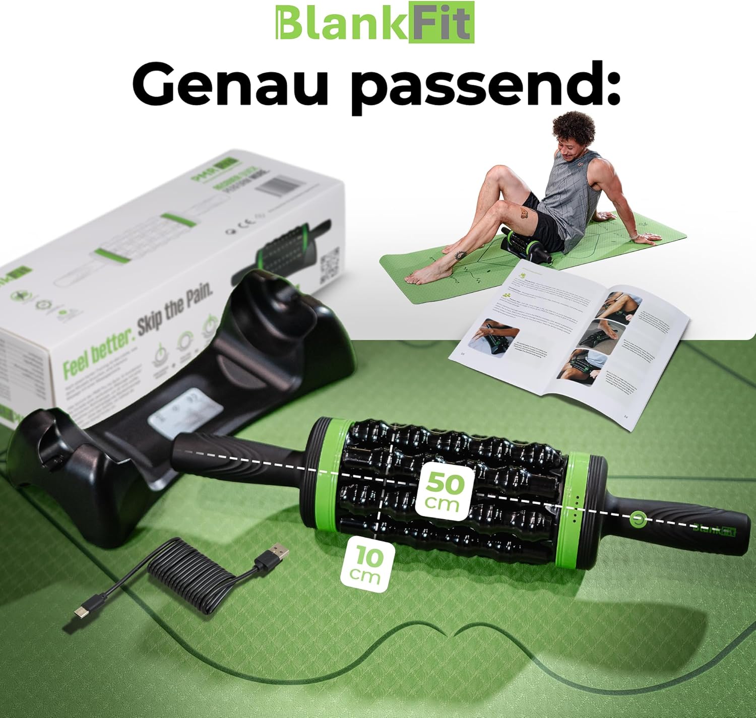 Elektrische Faszienrolle, Massagegerät Ganzkörper, Rollenmassagegerät, Anti-Cellulite, 5 in 1 + Freisprechstation, Tiefengewebe, 5 Stufen, Faszien, Stoßwellentherapie – Bild 9