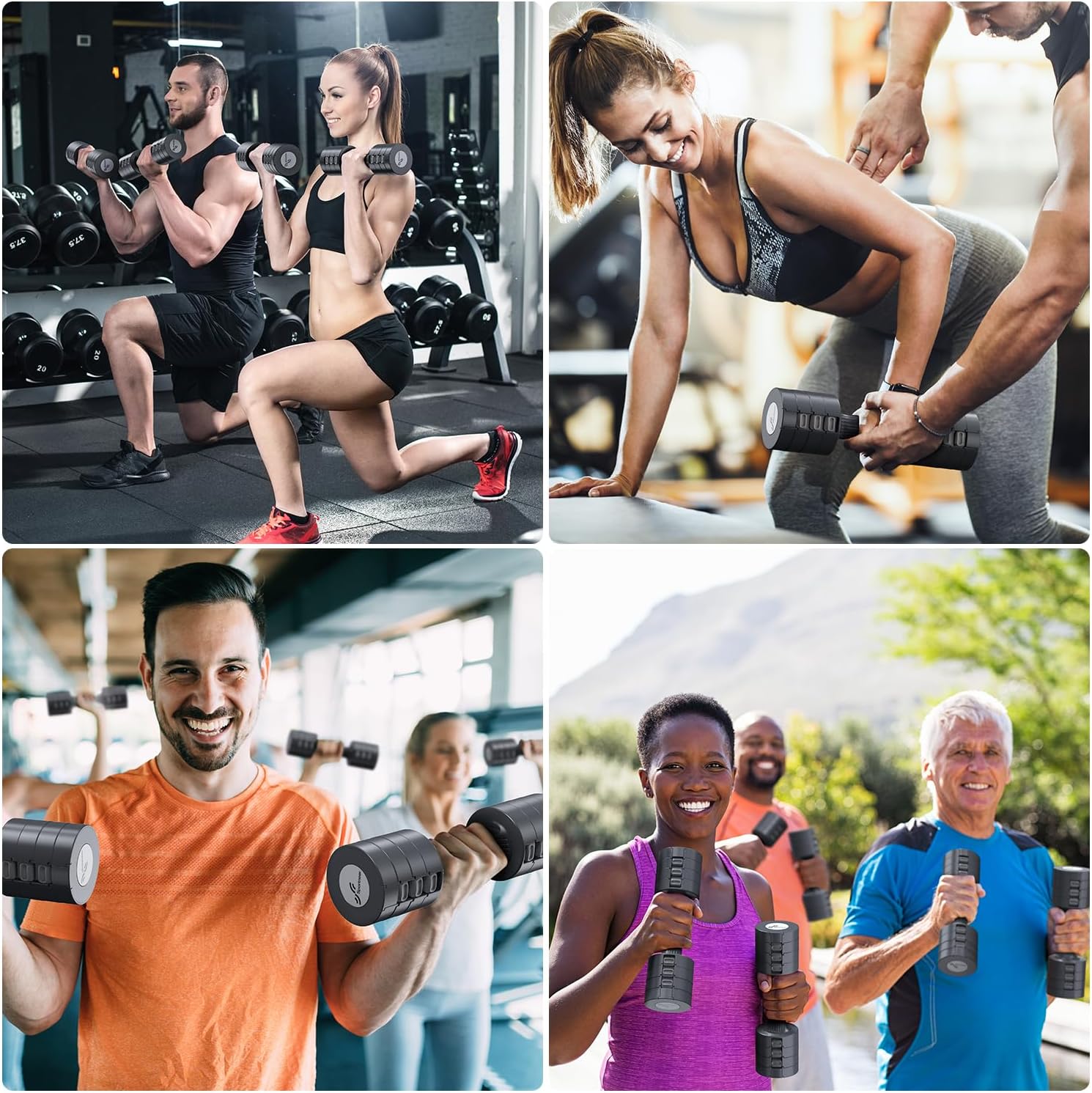 Sportneer Verstellbares Hantel-Set – Hanteln Damen-Set je 1–2,5 kg, 4-in-1-Hanteln-Set mit 2 Stück, verstellbares Hantel-Set für Heim-Fitnessstudio, Fitness, Krafttraining, Geschenk – Bild 6