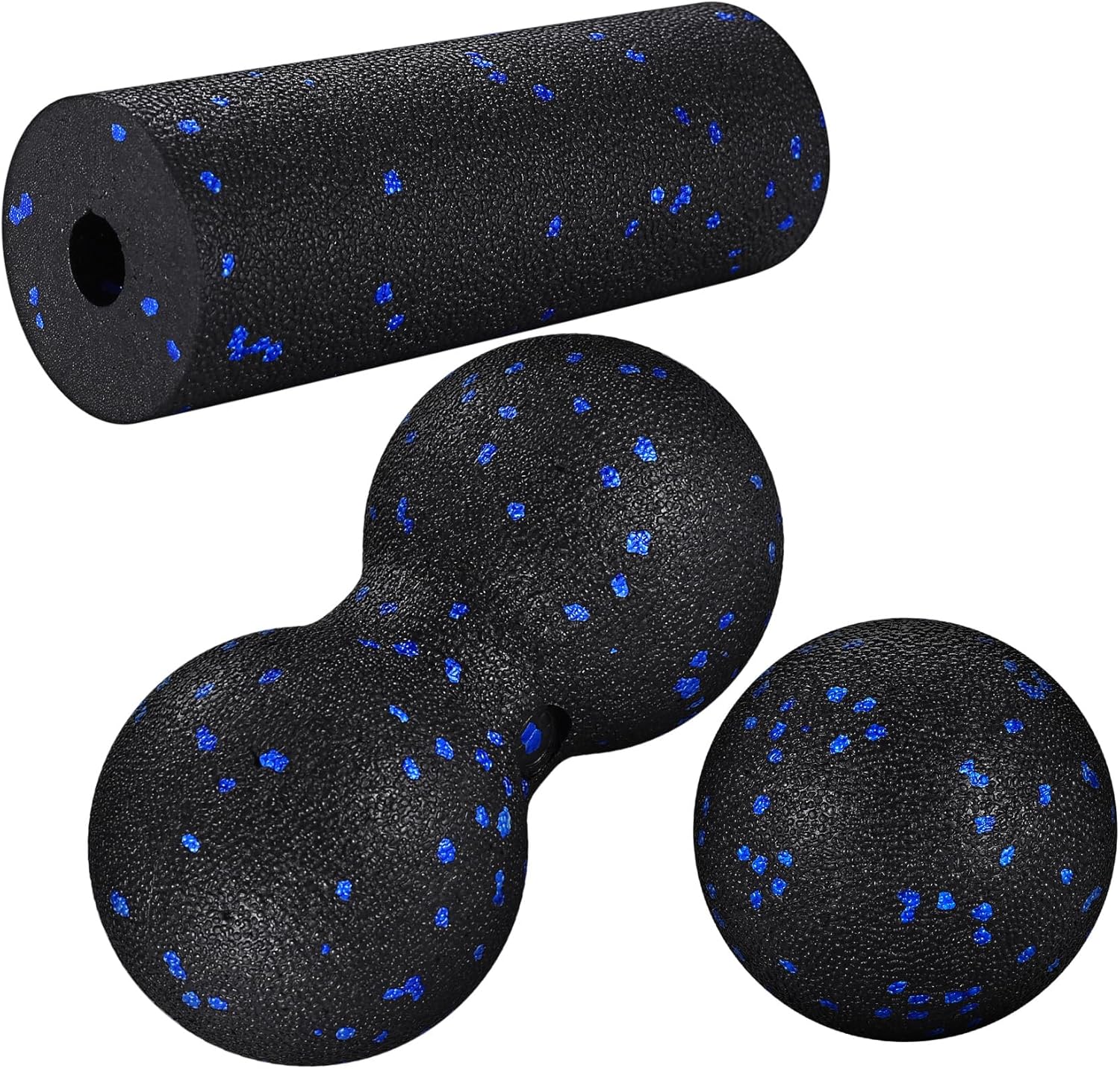 Faszienball-Set, Faszienrolle klein & Massageball & Erdnuss-Faszienball, Massagebälle, Massageball für Fuß, Hand, Rücken, Wirbelsäule, Faszientraining, Muskelmassage, Faszienbälle
