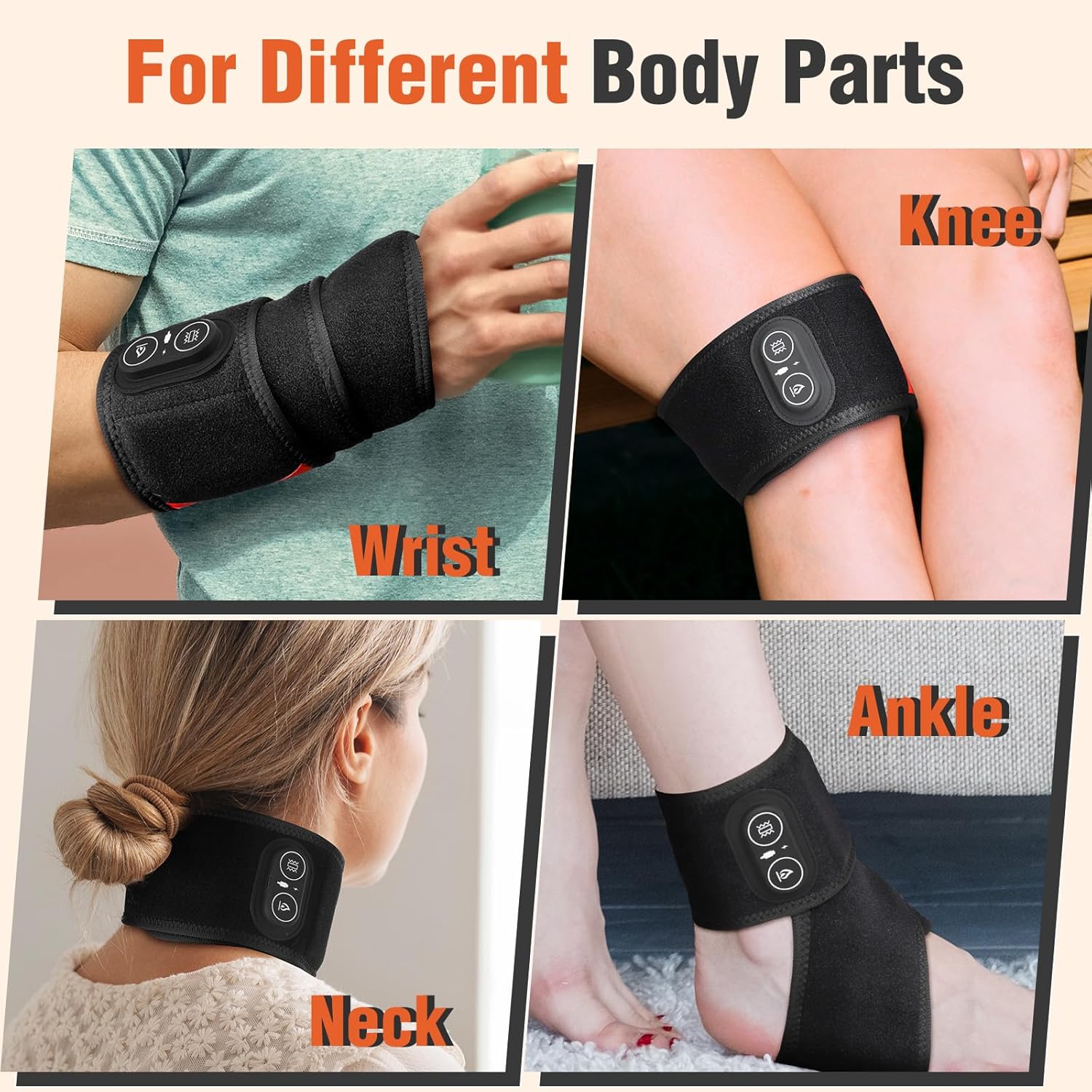Handmassagegerät-Heizkissen – Rotes Licht, kabelloses Handmassagegerät mit 3 Wärmeeinstellungen und 3 Vibrationen, Handmassagegerät mit 3000-mAh-Akku, elektrisches Handmassagegerät, Geschenk für Vater, Mutter – Schwarz – Bild 7