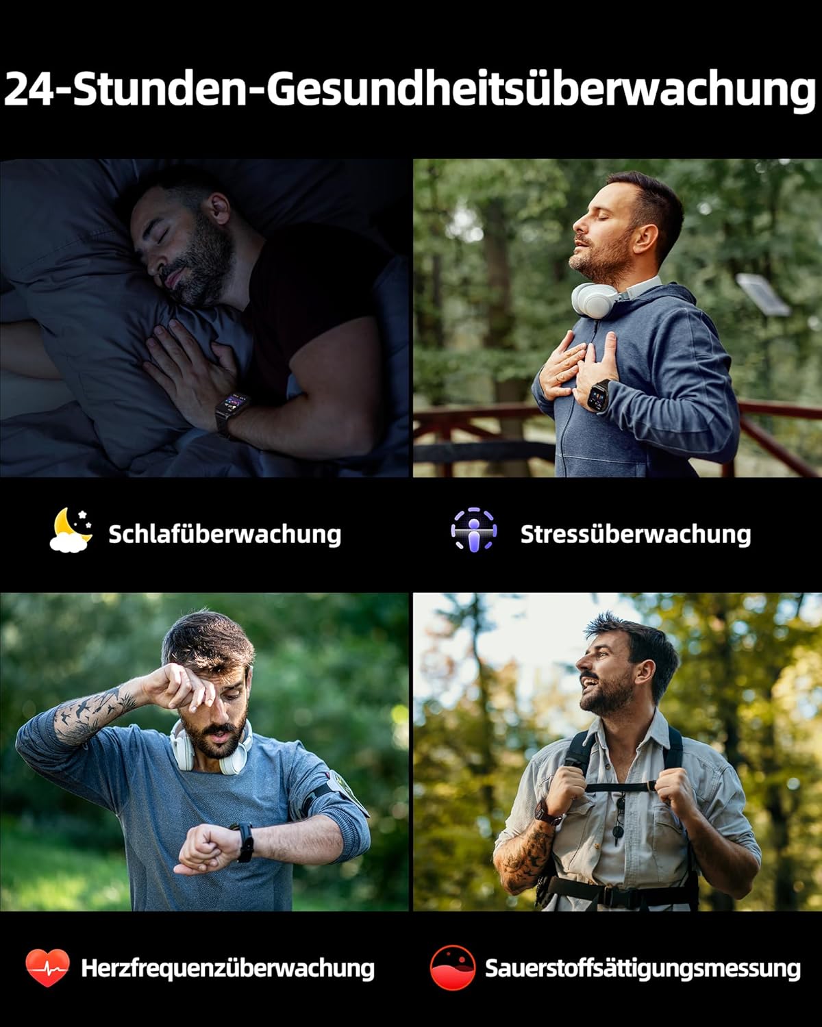 Parsonver Herren-Smartwatch mit integriertem GPS, 10 Tage Akkulaufzeit, Fitnessuhr mit Bluetooth-Anrufen, 100+ Sportmodi, Herzfrequenz, Schlaf, 400+ Zifferblätter, Kompass, (Schwarz, 1,95 Zoll) – Bild 5