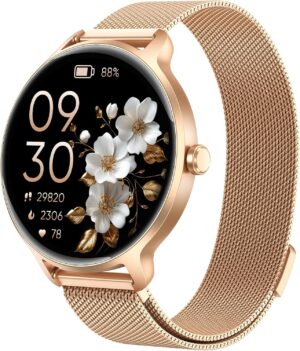 Damen Runde Smartwatch, 1,27 Zoll A...