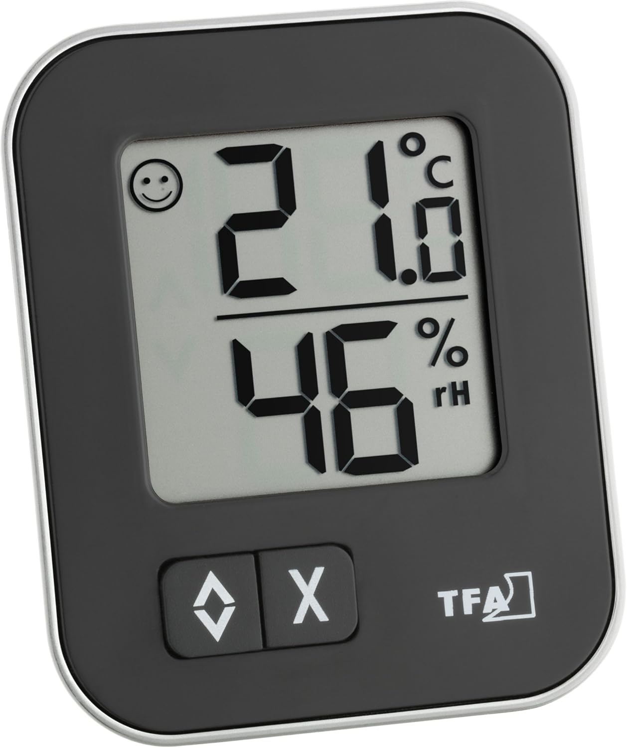 TFA Dostmann Moxx digitales Thermo-Hygrometer, 30.5026.01, zur Raumklimakontrolle, Überwachung der Luftfeuchtigkeit, klein und handlich, 1er-Pack, schwarz